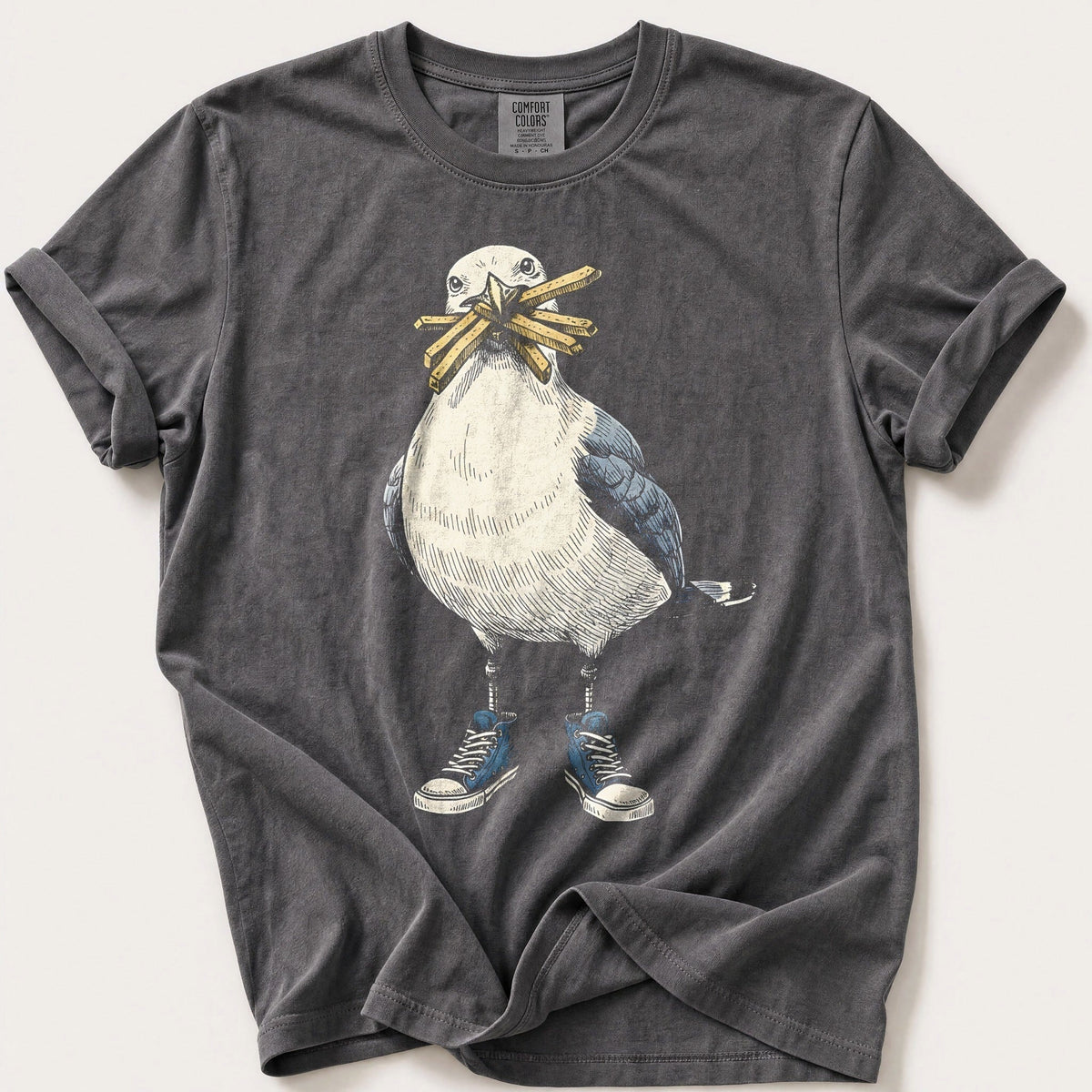 Seagull With Chips — Pepper Comfort Colors tee