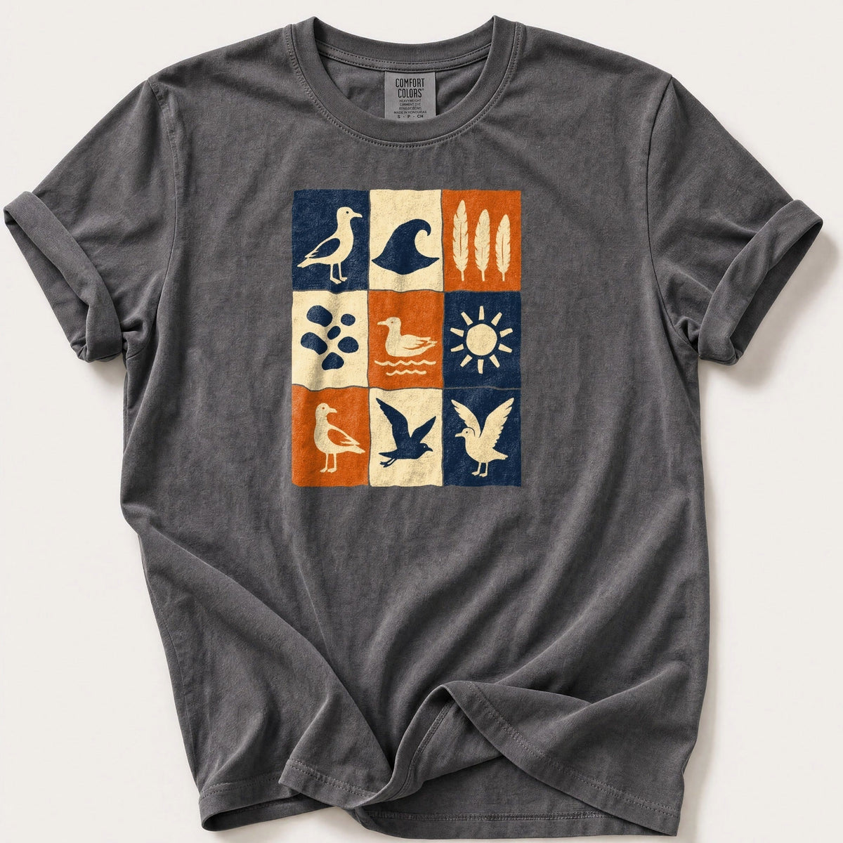 Seaside Block Print — Pepper Comfort Colors tee