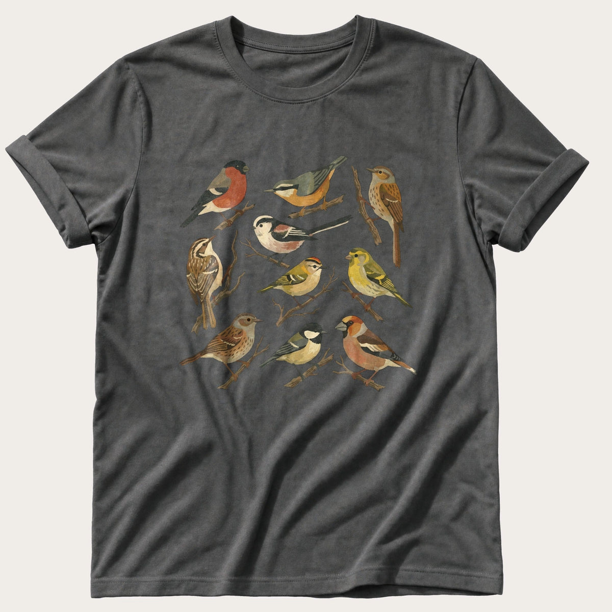 Small Wild Bird Flock — Pepper Comfort Colors tee