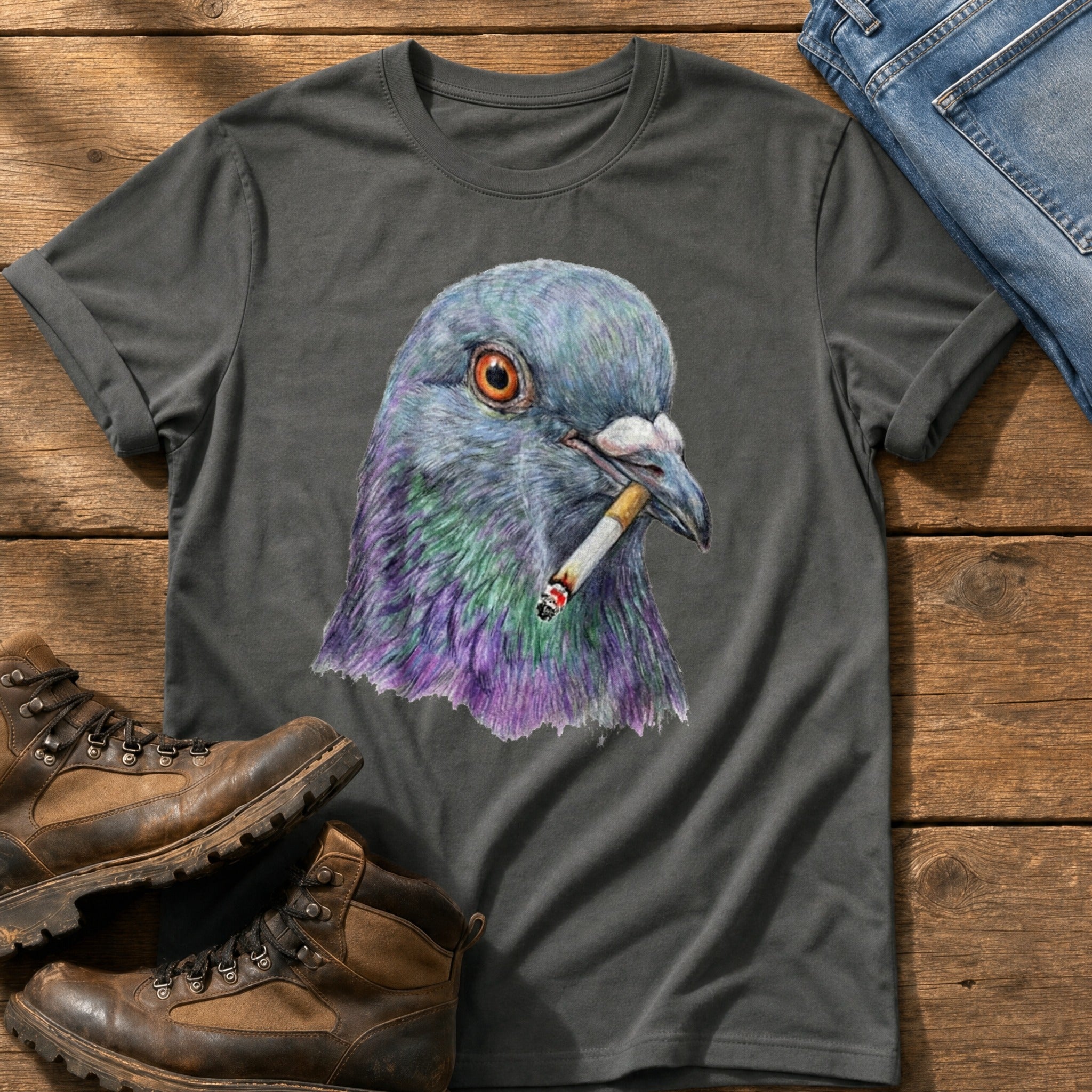 Smoking Pigeon 22 — Pepper Comfort Colors tee