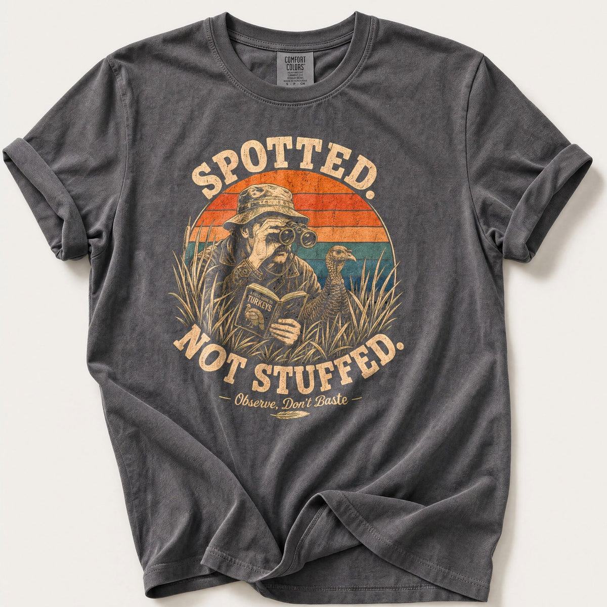 Spotted Not Stuffed Sunset — Pepper Comfort Colors tee
