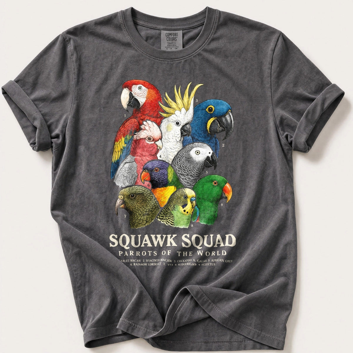 Squawk Squad — Pepper Comfort Colors tee