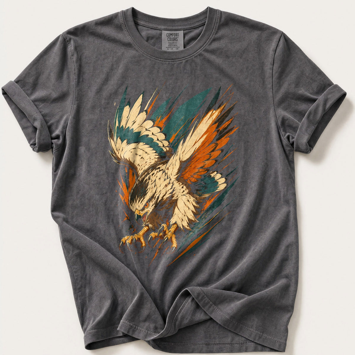 Striking Hawk — Pepper Comfort Colors tee