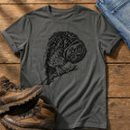 Tilted Head Owl 11 — Pepper Comfort Colors tee
