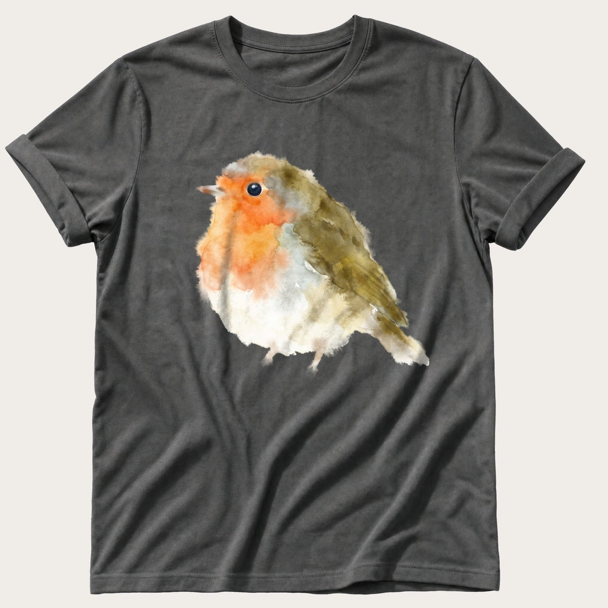 Watercolour Robin — Pepper Comfort Colors tee