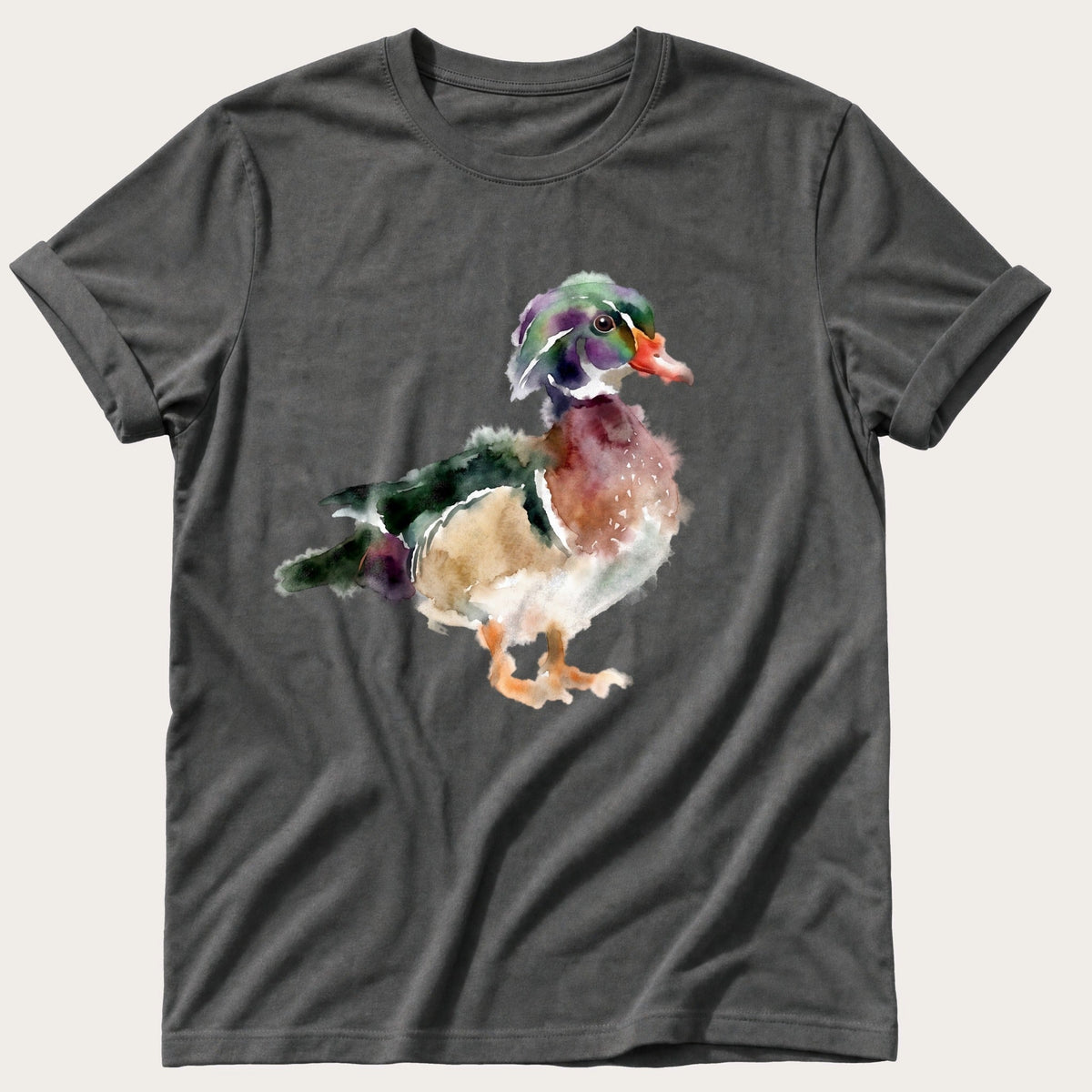 Watercolour Wood Duck — Pepper Comfort Colors tee