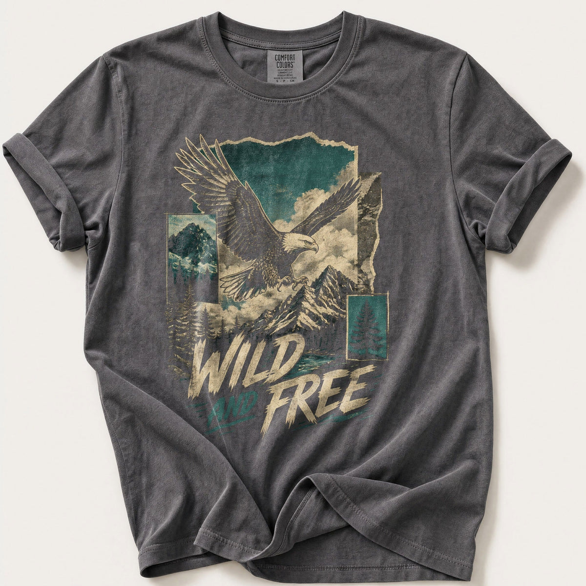 Wild And Free Eagle — Pepper Comfort Colors tee