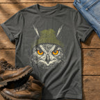 Woodland Owl Beanie 7 — Pepper Comfort Colors tee