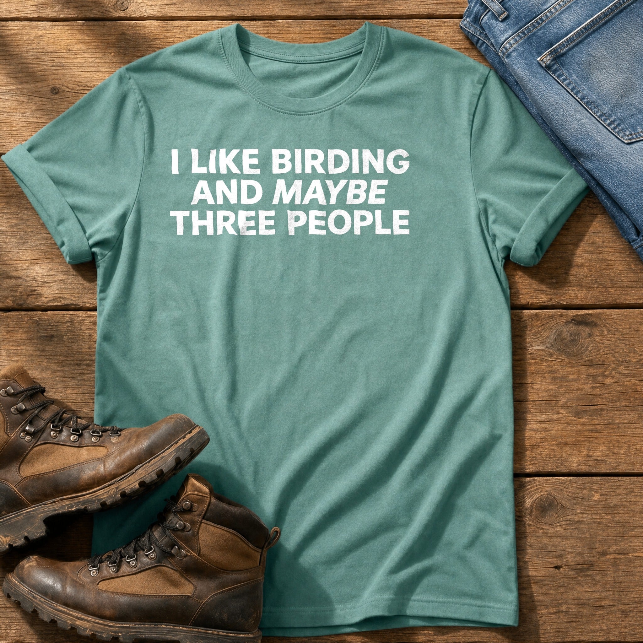 Birding And Maybe 3 People — Seafoam Comfort Colors tee
