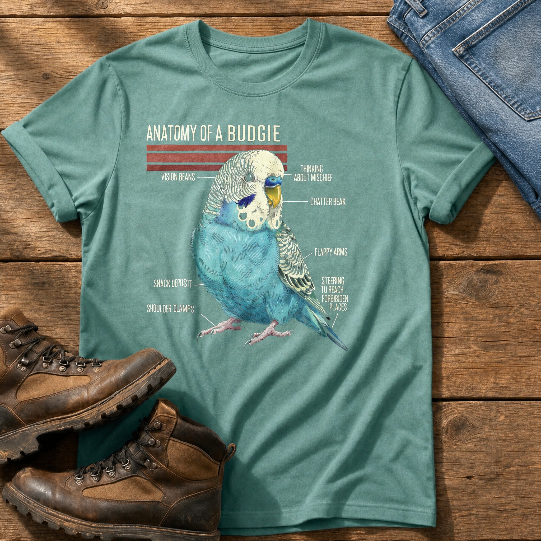 Budgie Anatomy — Seafoam Comfort Colors tee