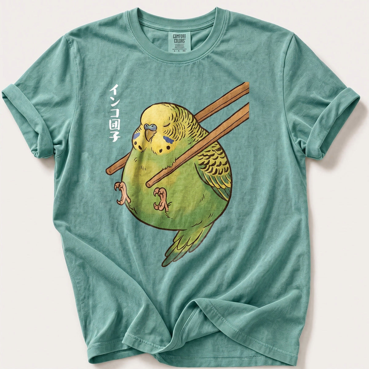 Budgie Dumpling — Seafoam Comfort Colors tee