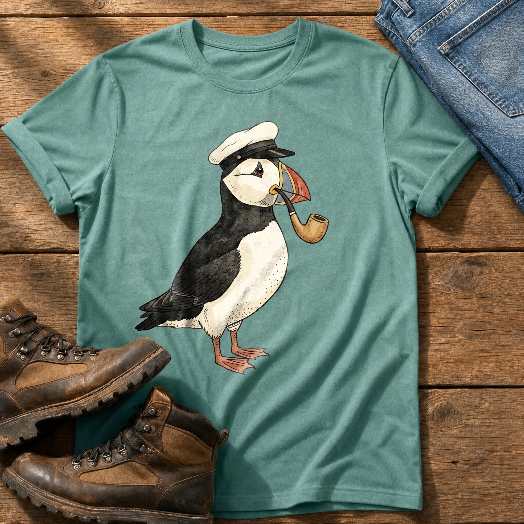 Cap Puffin 1 — Seafoam Comfort Colors tee