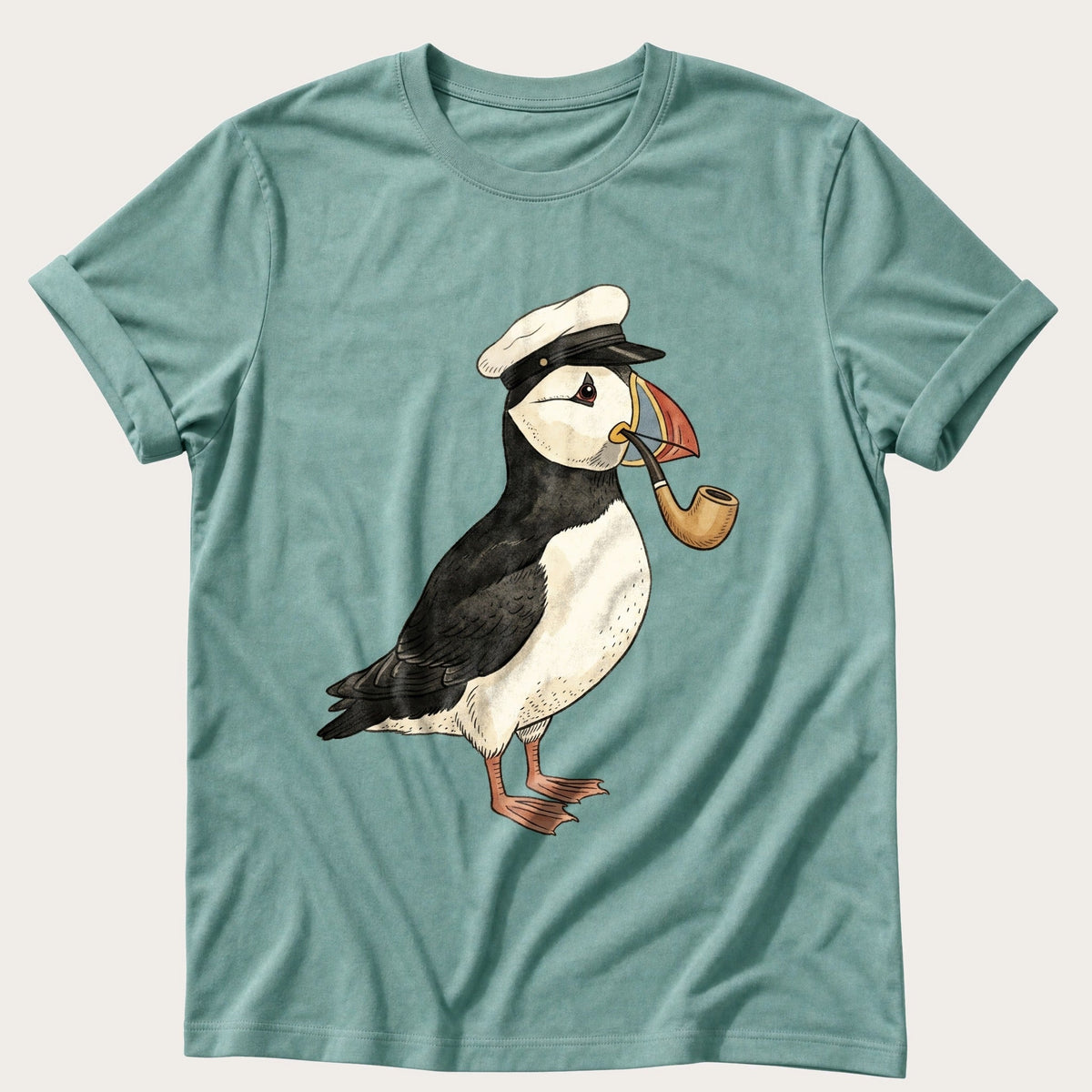 Cap Puffin 1 — Seafoam Comfort Colors tee