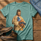 Christ With Pigeon 4 — Seafoam Comfort Colors tee