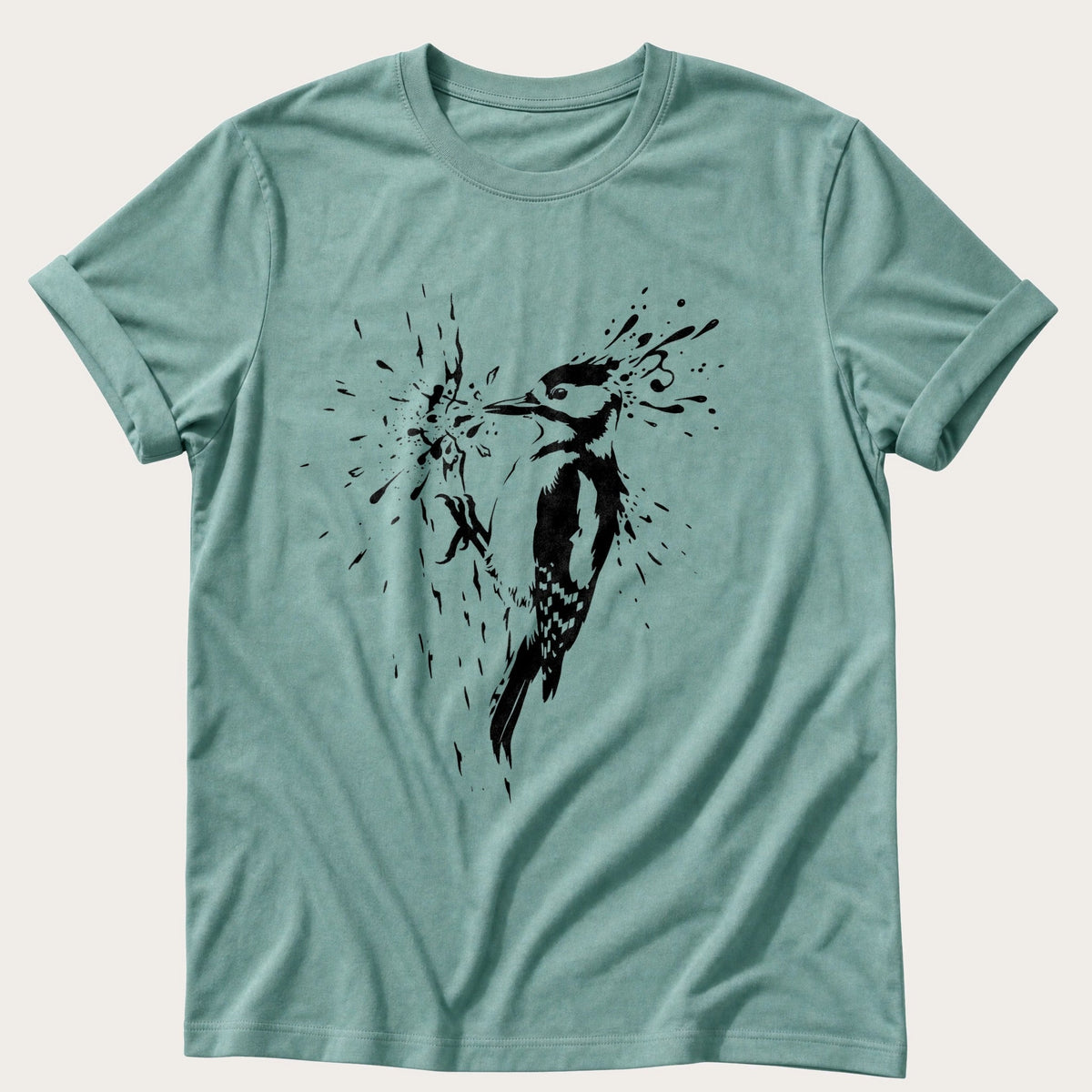 Drumming Woodpecker — Seafoam Comfort Colors tee