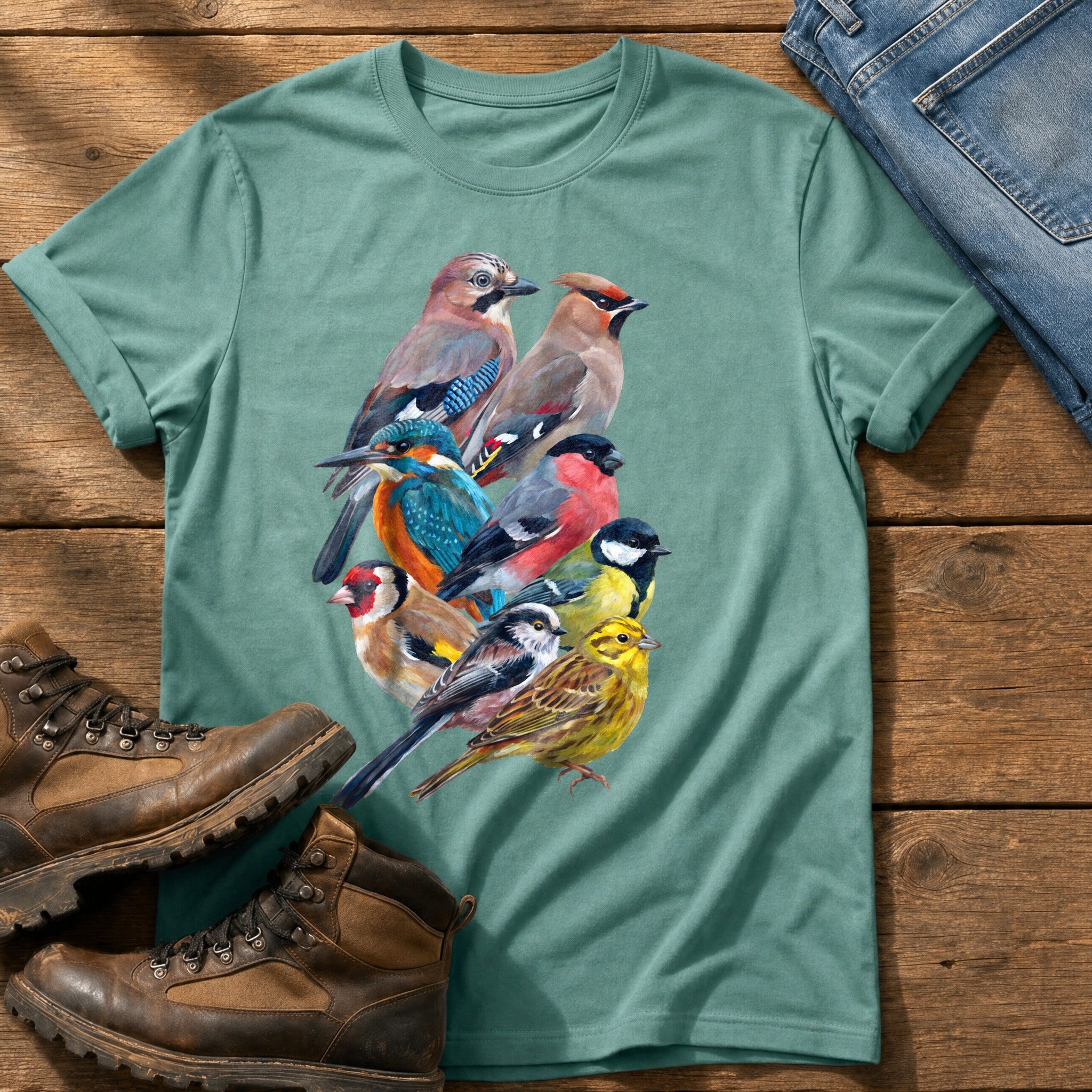 Garden Birds Of Britain — Seafoam Comfort Colors tee