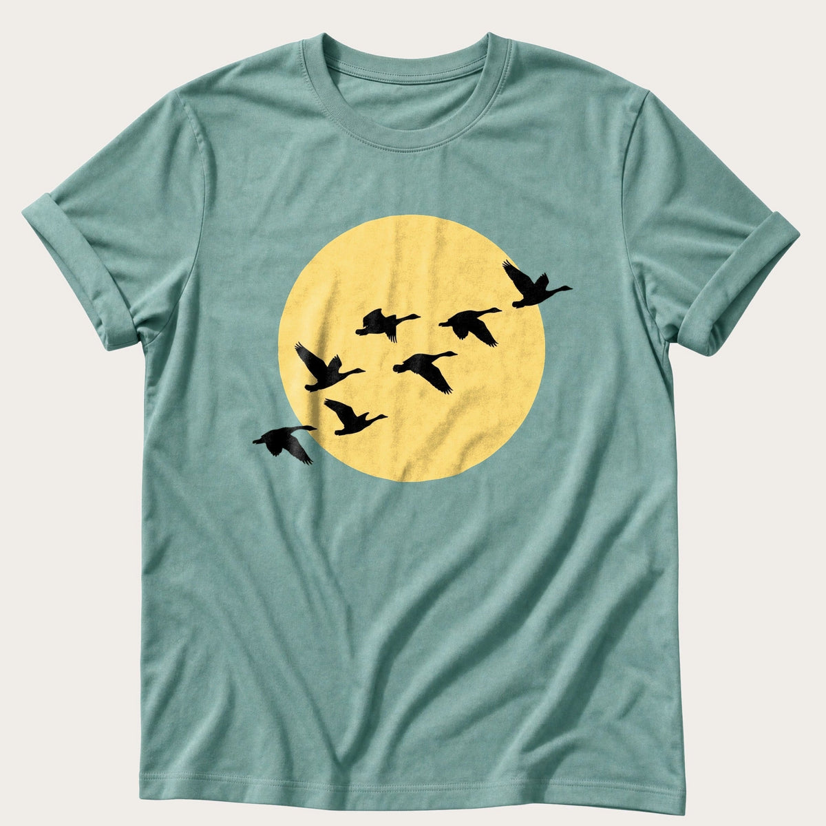 Golden Hour Geese — Seafoam Comfort Colors tee