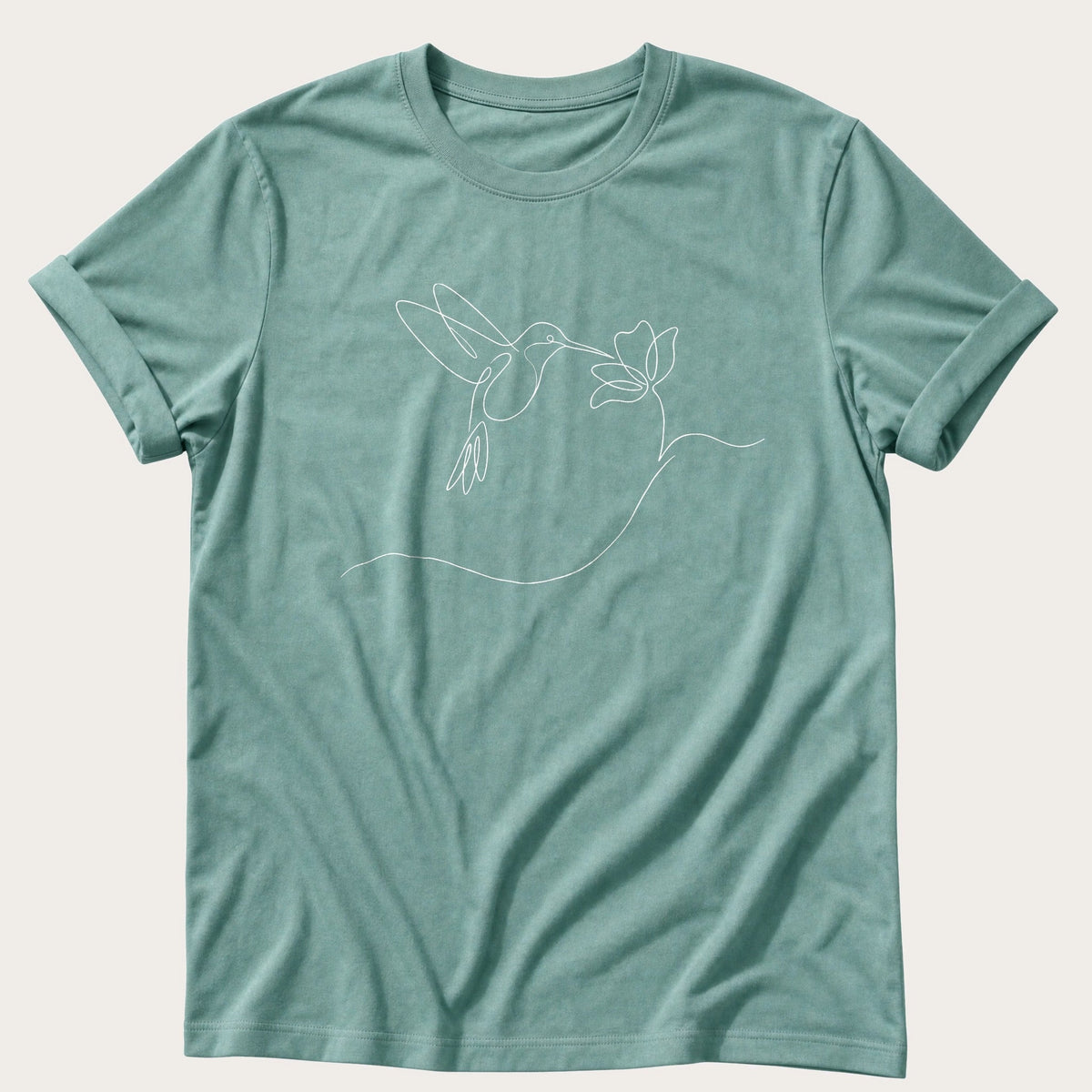 One Line Hummingbird — Seafoam Comfort Colors tee