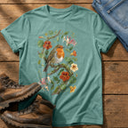 Robin & Nasturtiums — Seafoam Comfort Colors tee