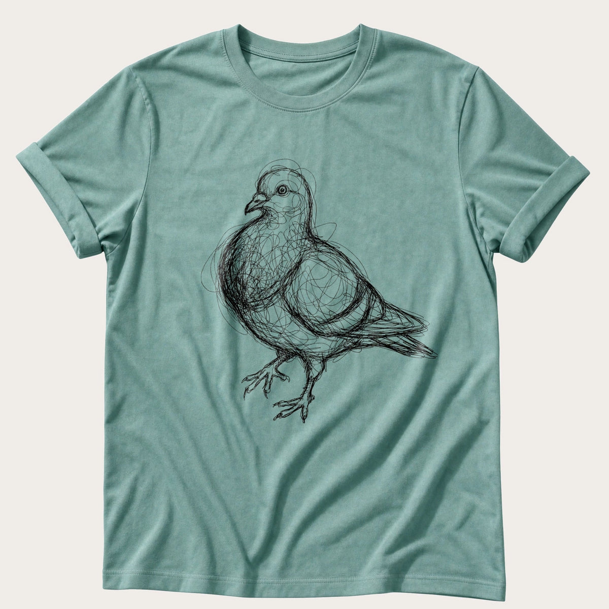 Scribble Pigeon — Seafoam Comfort Colors tee