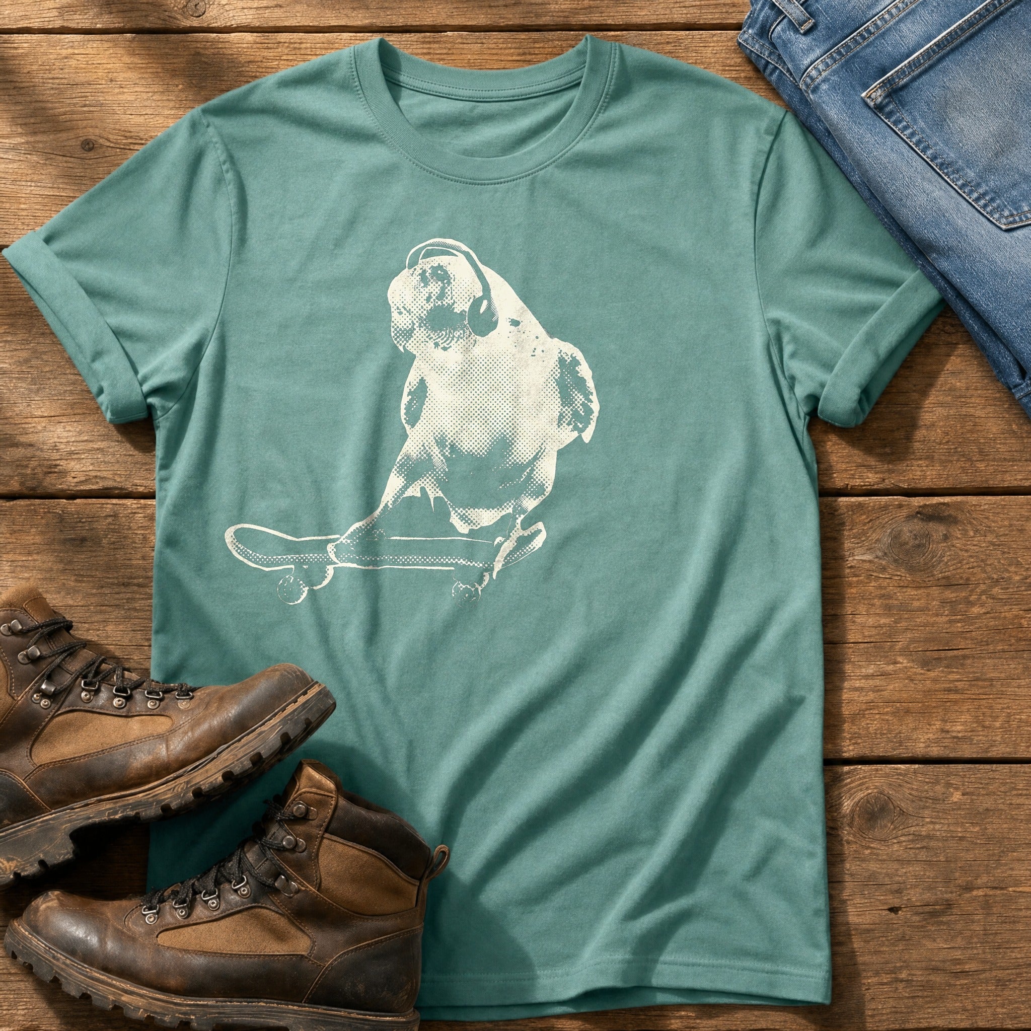 Skater Budgie 99 — Seafoam Comfort Colors tee