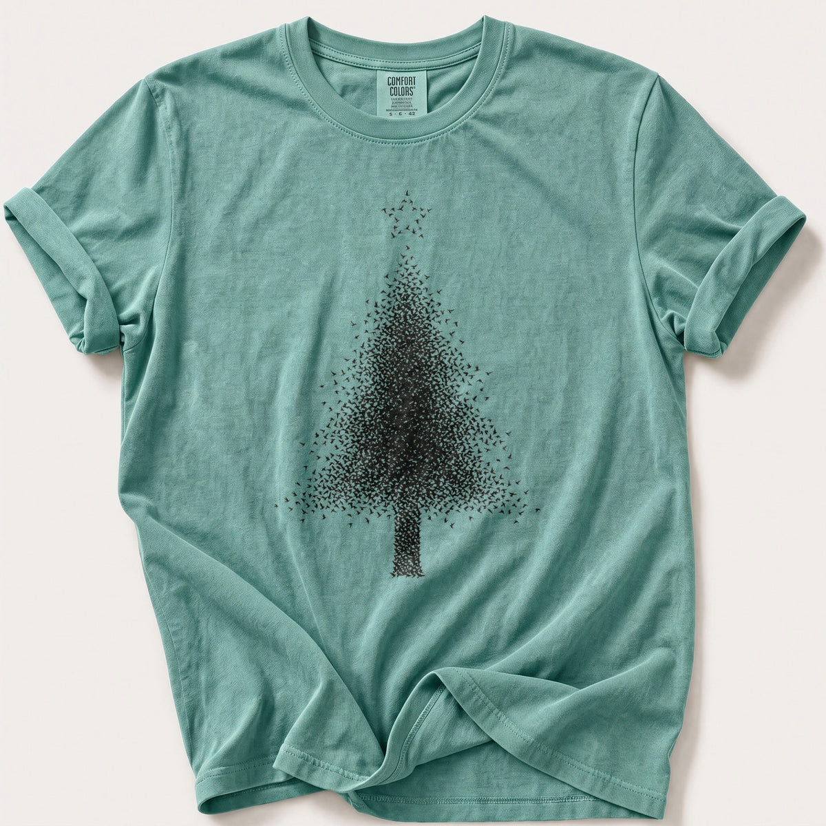 Starling Murmuration Tree — Seafoam Comfort Colors tee
