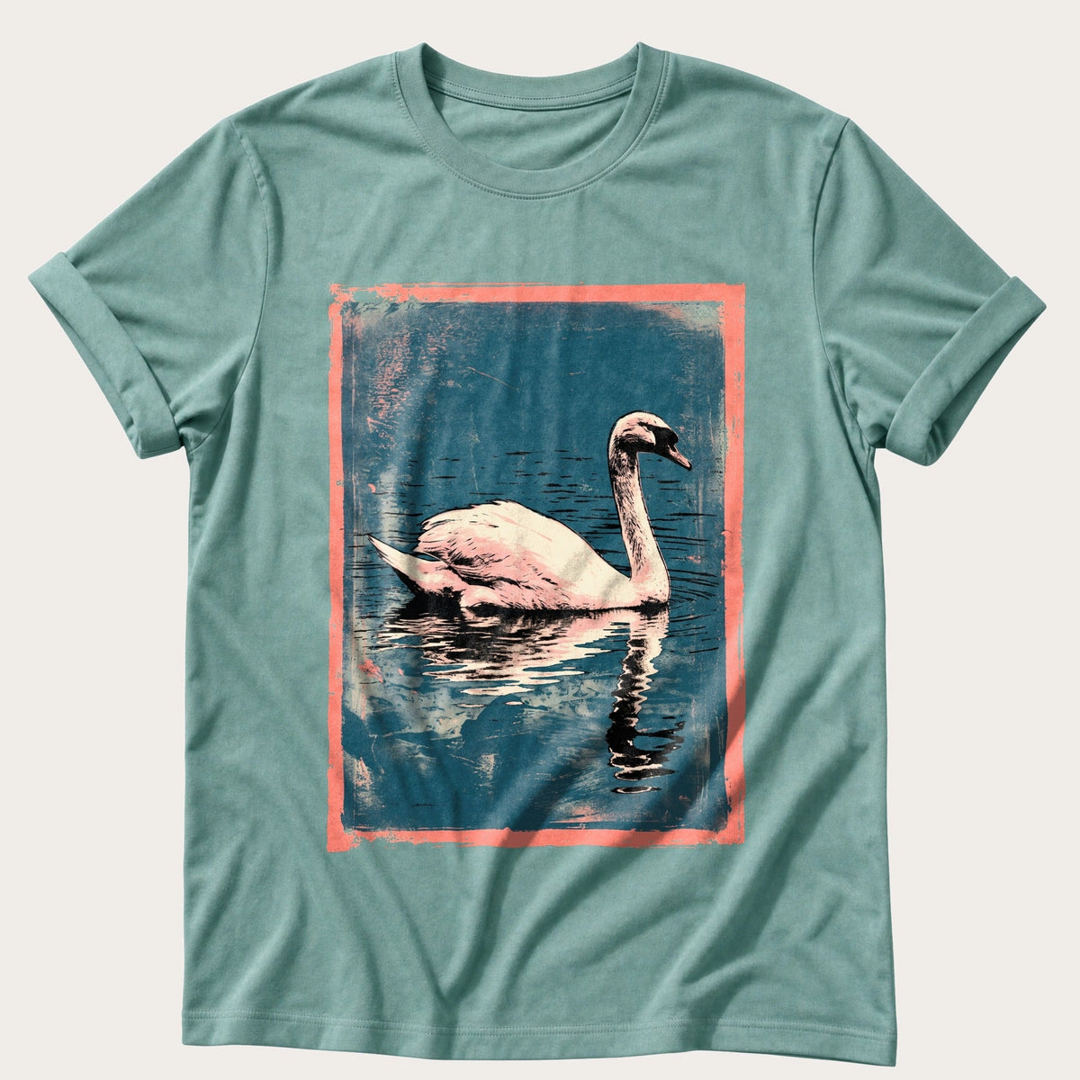 Swan On Still Water — Seafoam Comfort Colors tee