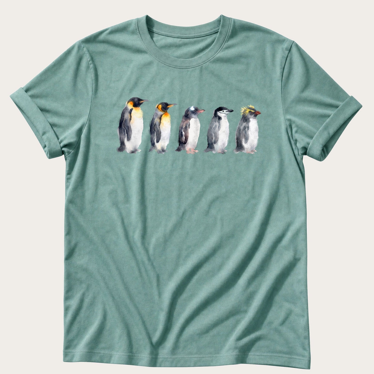 Watercolour Penguins — Seafoam Comfort Colors tee