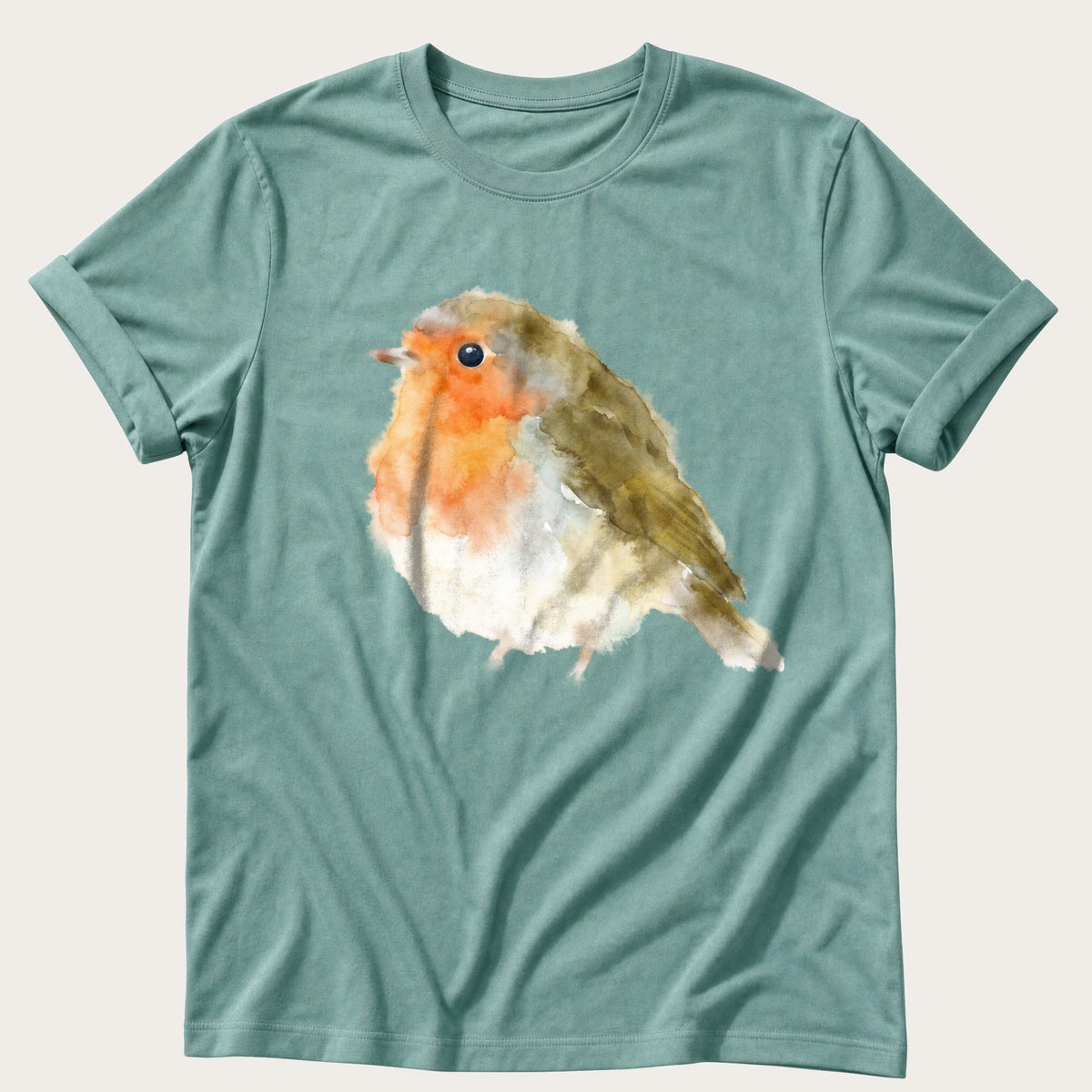 Watercolour Robin — Seafoam Comfort Colors tee
