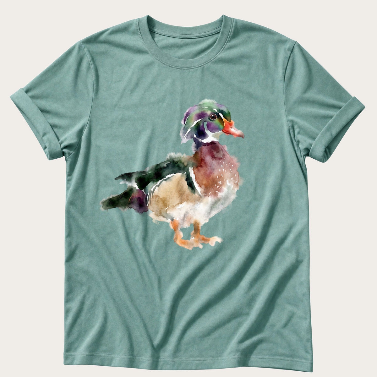 Watercolour Wood Duck — Seafoam Comfort Colors tee