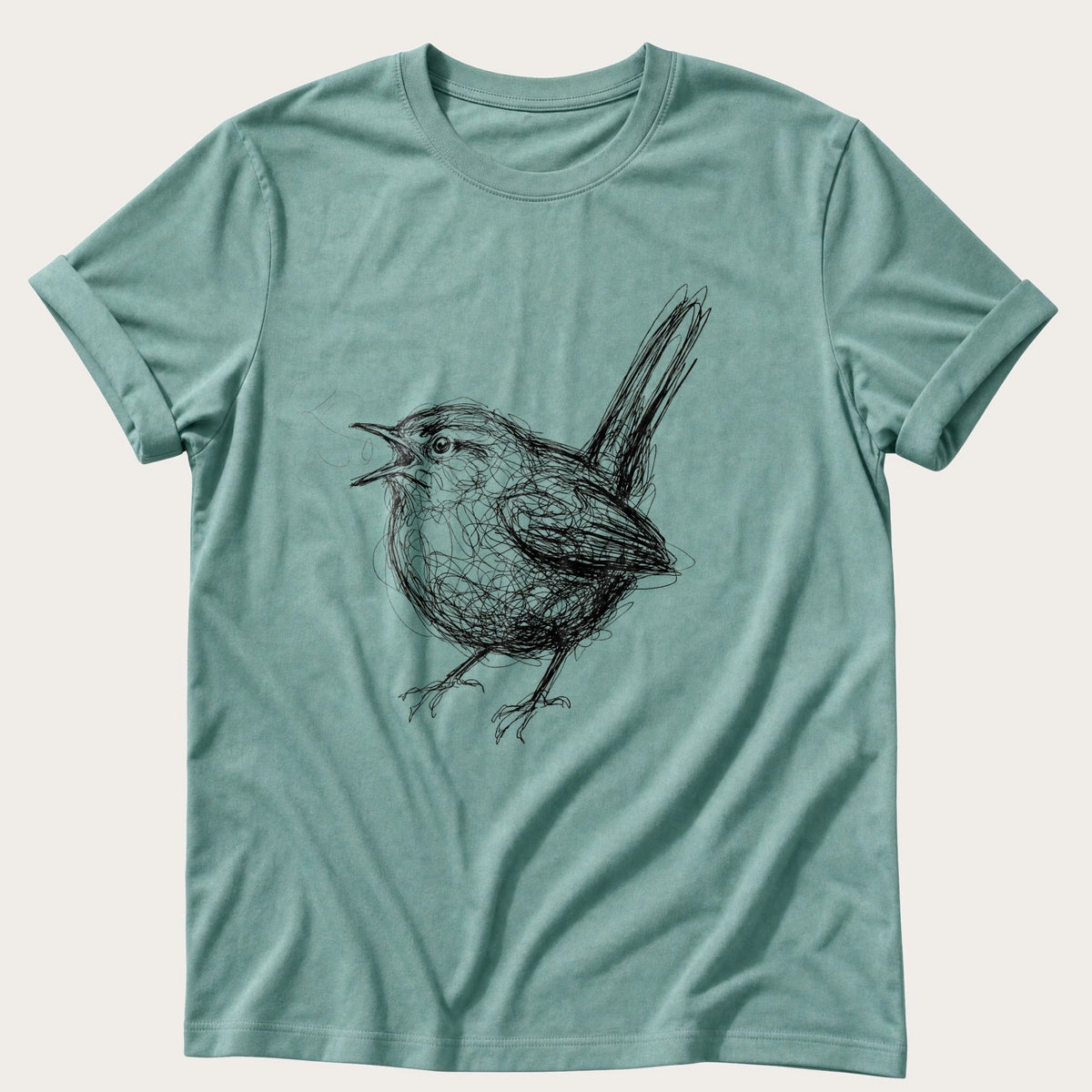 Wren In Full Song — Seafoam Comfort Colors tee
