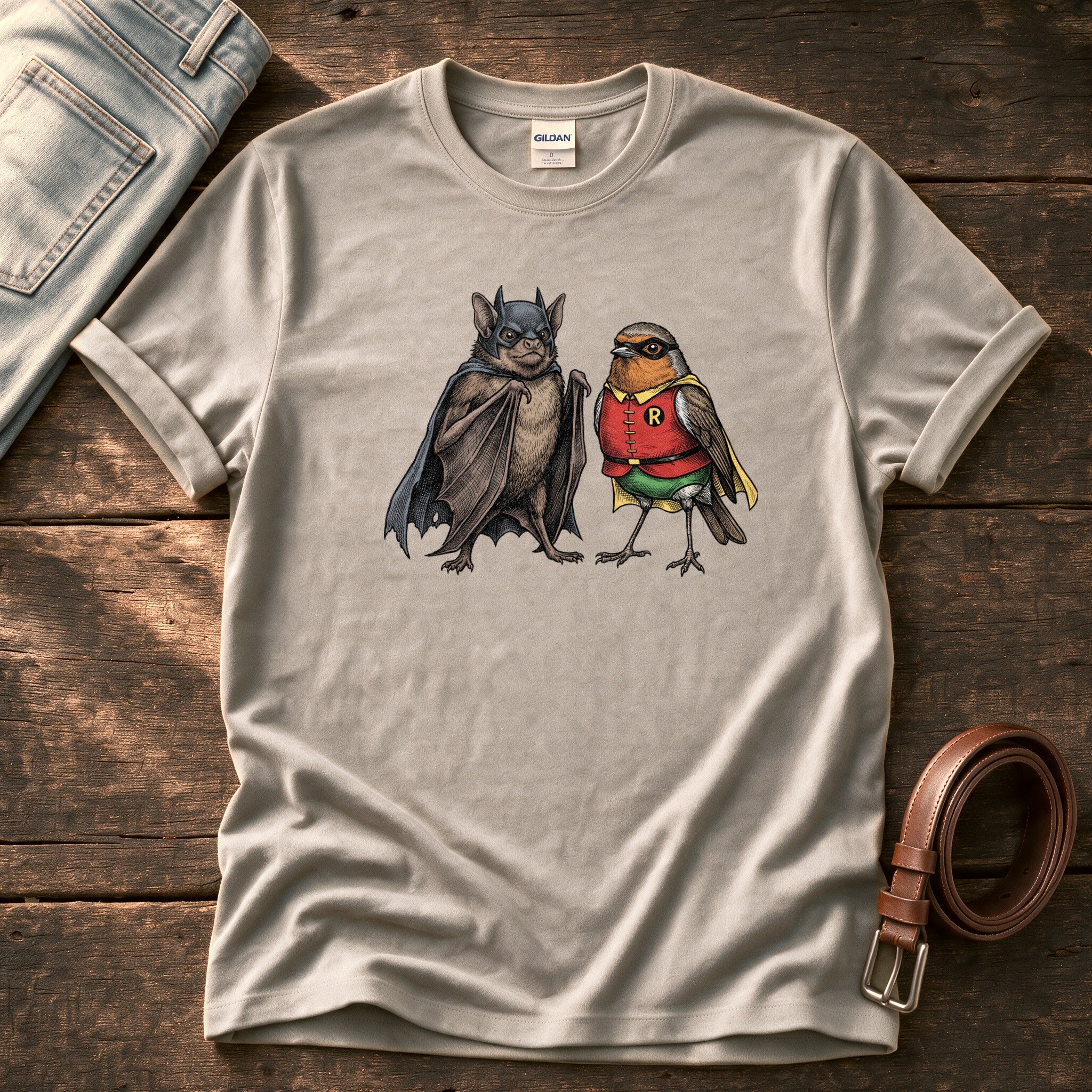 Bat N Robin 11 — Stone Comfort Colors tee