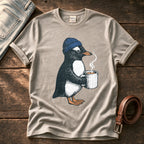 Coffee Penguin — Stone Comfort Colors tee