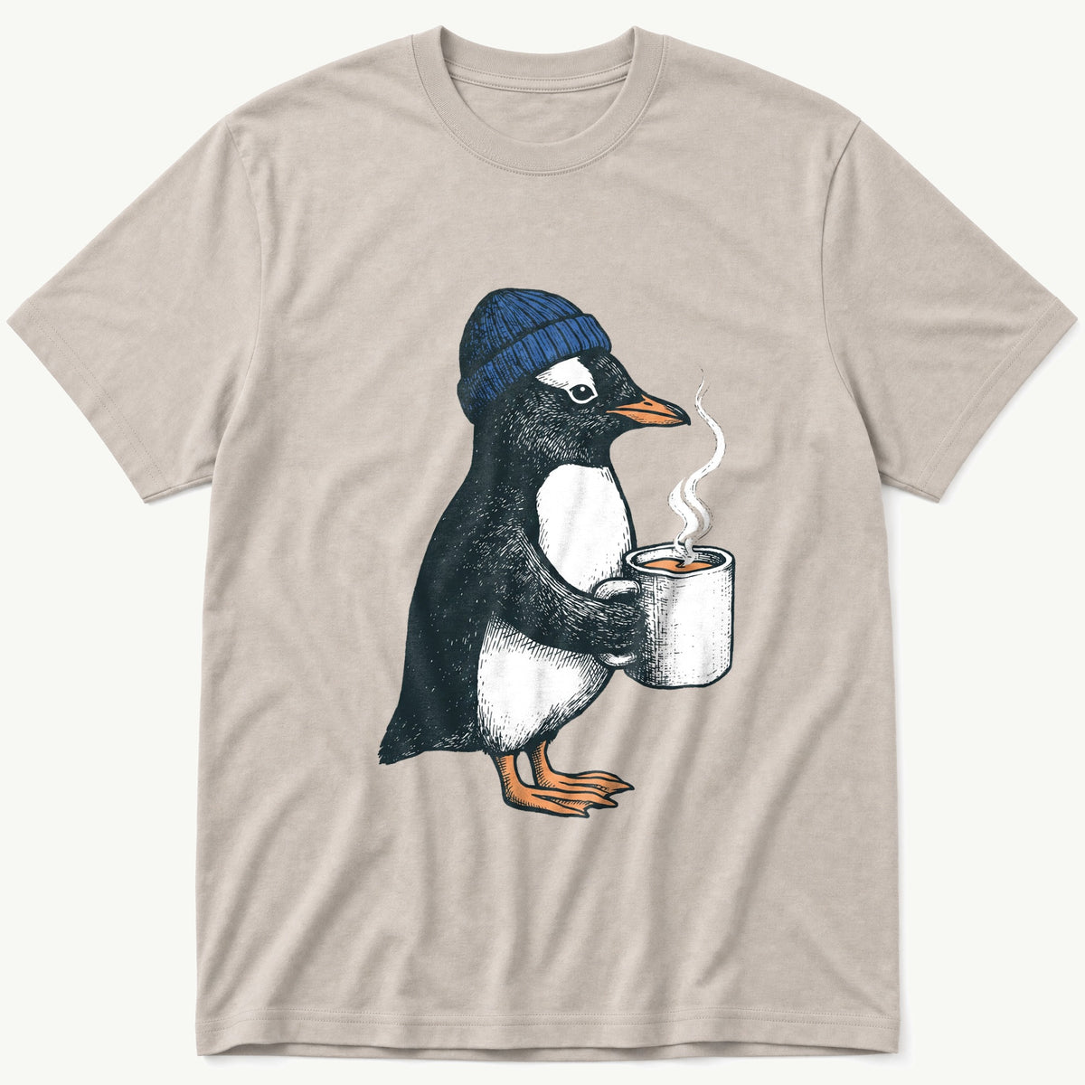 Coffee Penguin — Stone T-Shirt