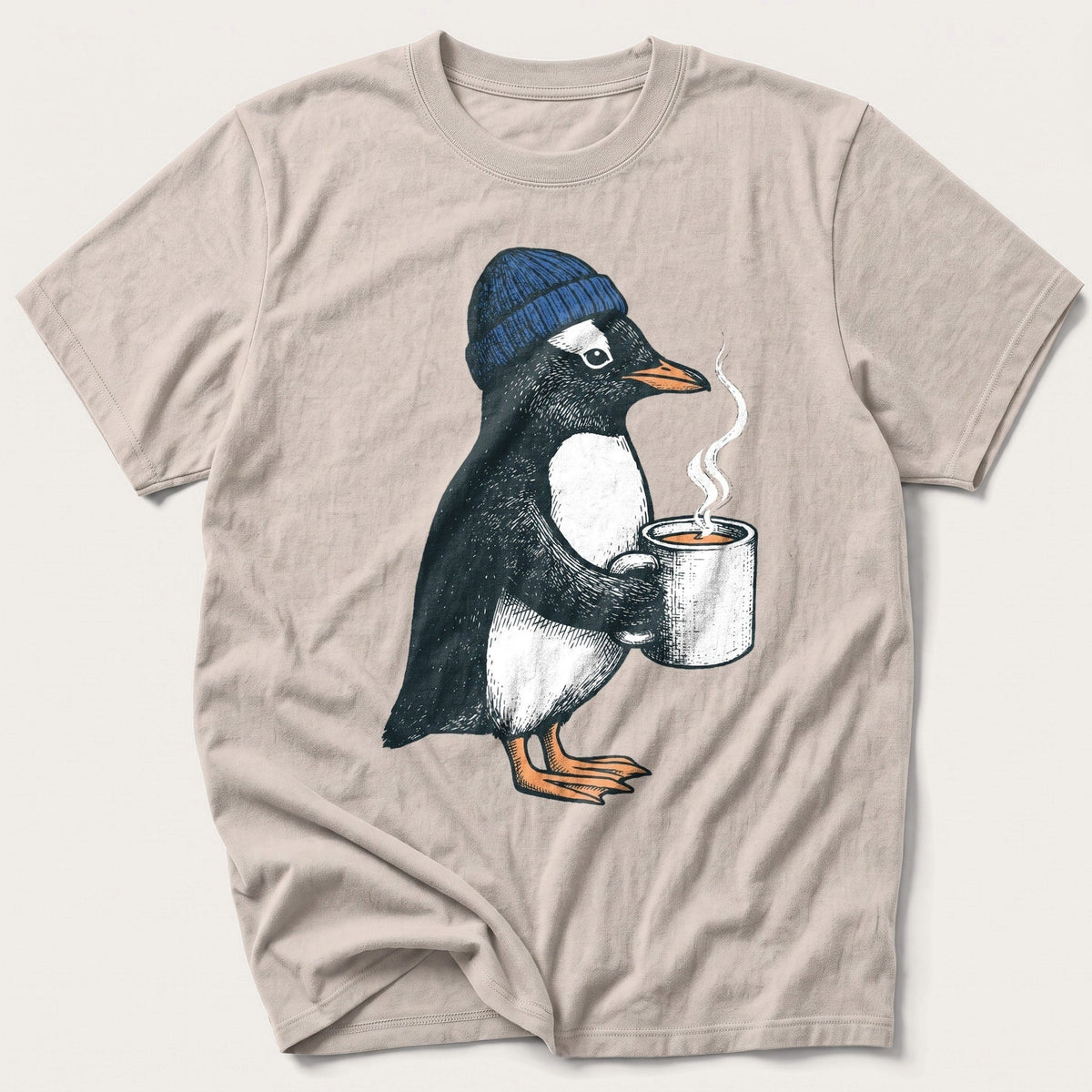 Coffee Penguin — Stone T-Shirt