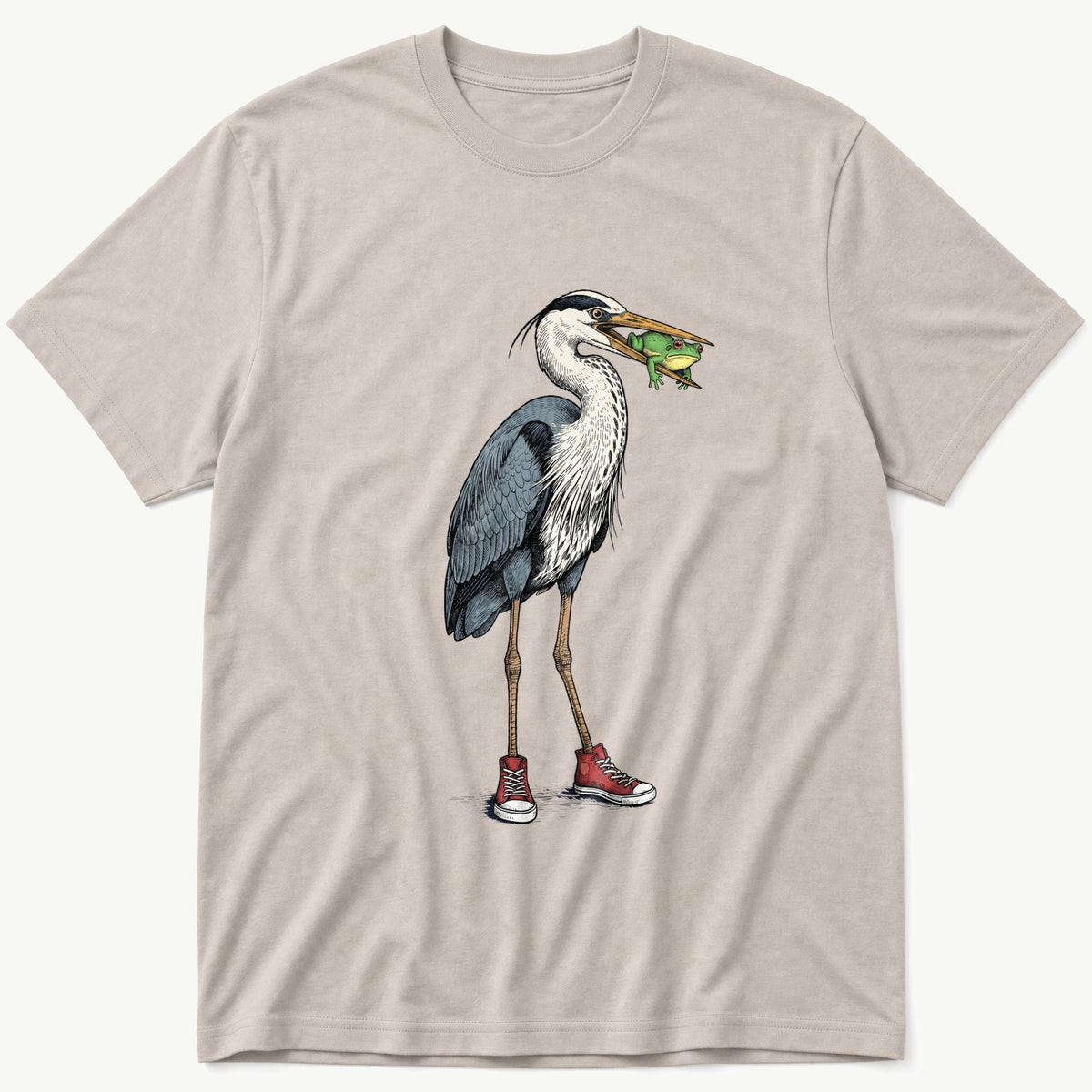 Crane With Frog 5 — Stone T-Shirt