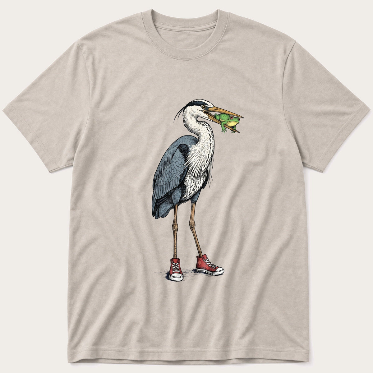 Crane With Frog 5 — Stone T-Shirt