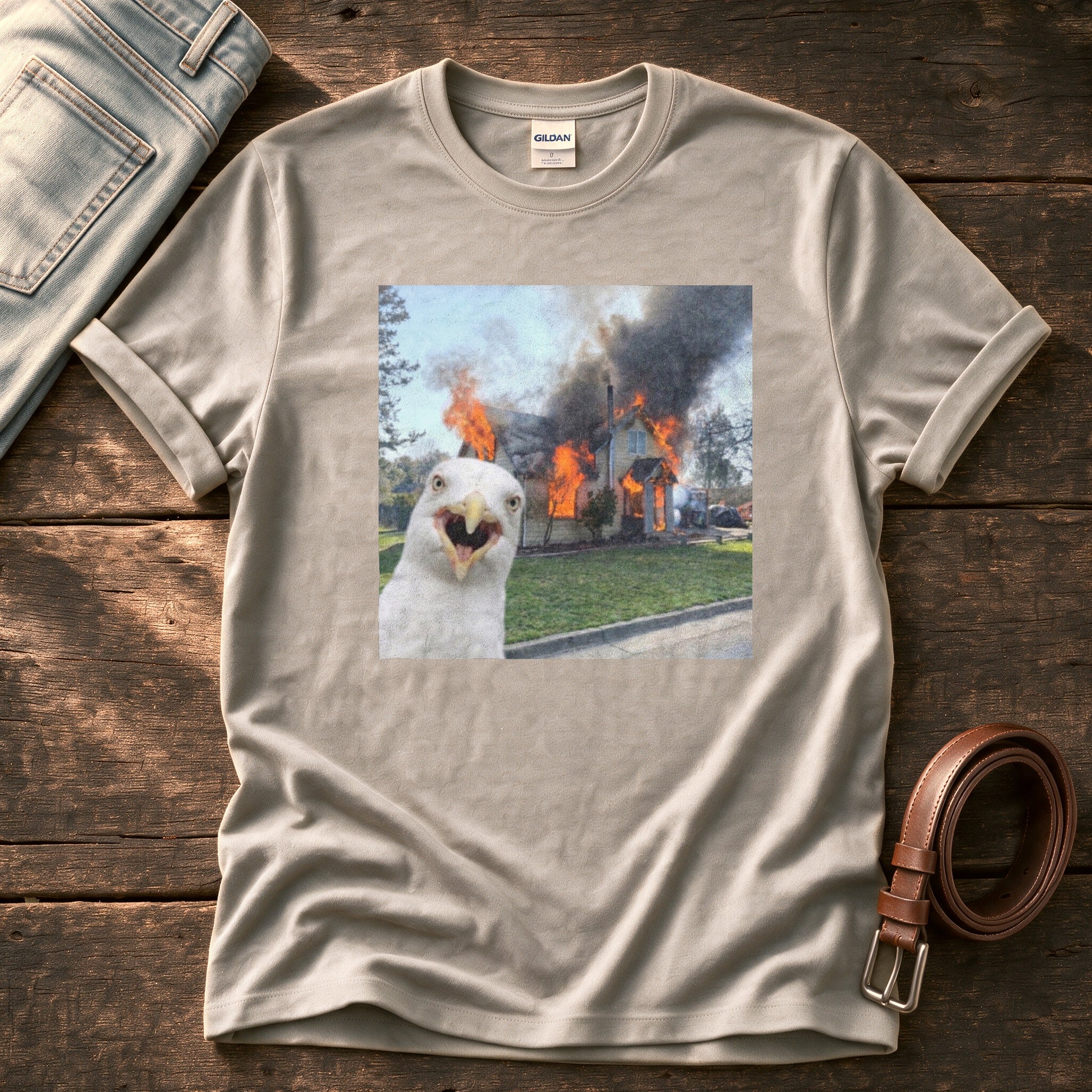 Disaster Seagull 4 — Stone Comfort Colors tee