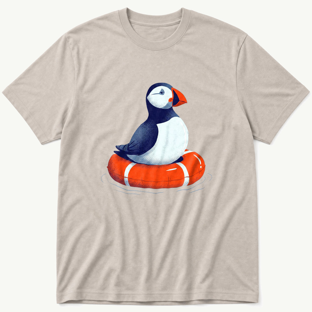 Floaty Puffin — Stone T-Shirt