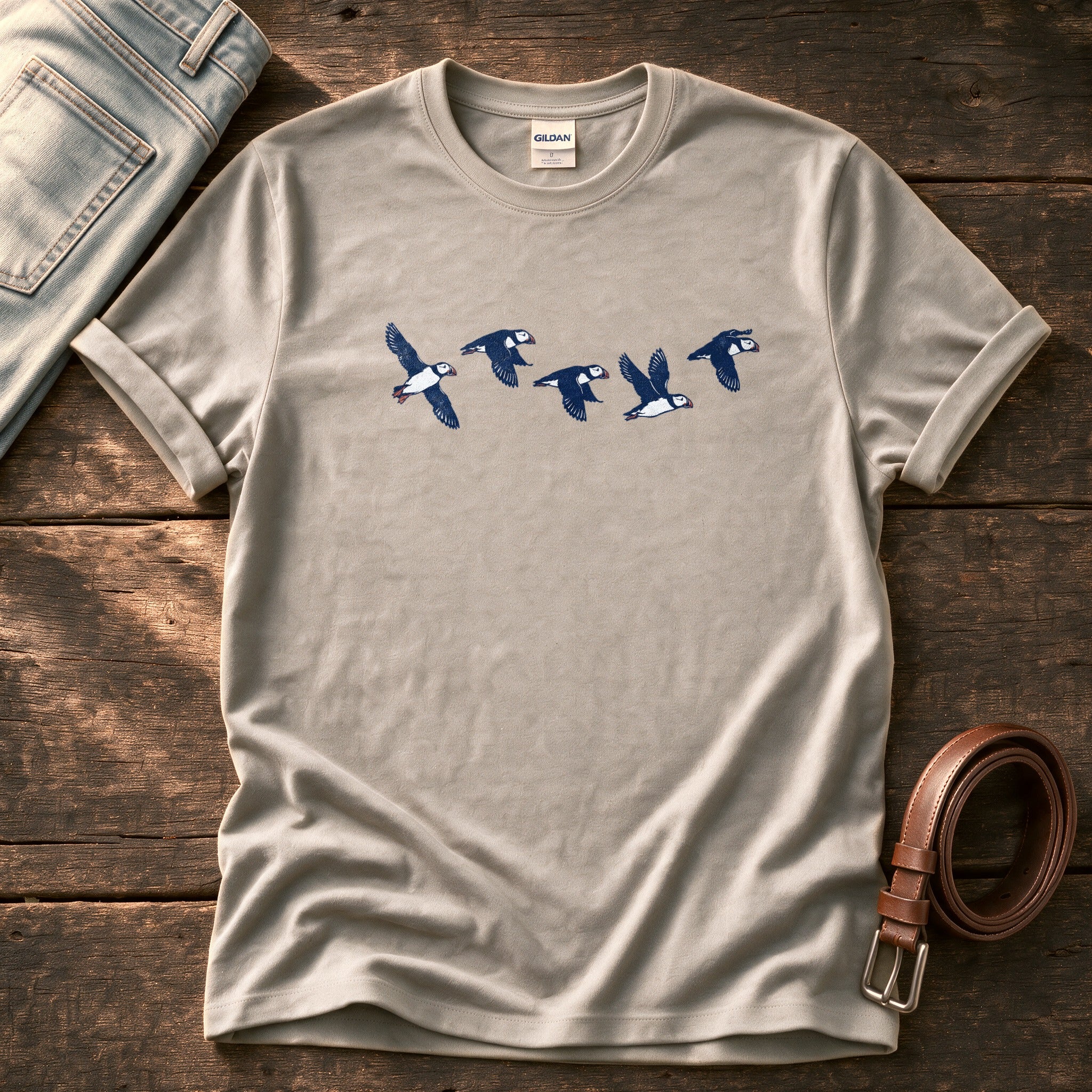 Flying Puffins 5 — Stone Comfort Colors tee