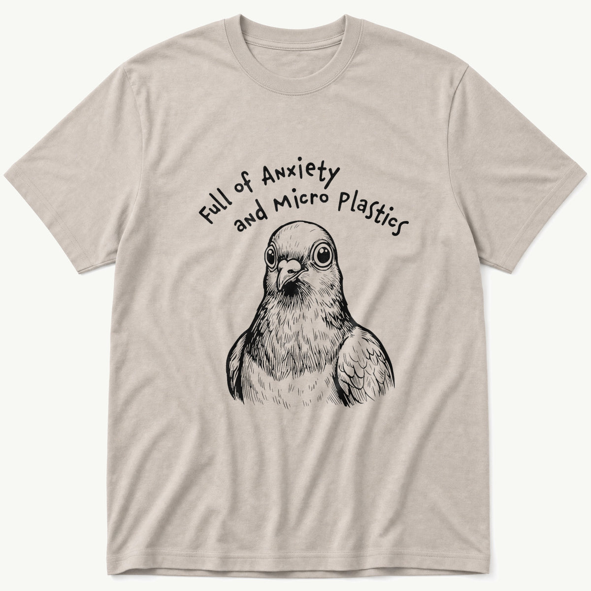 Full Of Micro Plastics Pigeon 44 — Stone T-Shirt