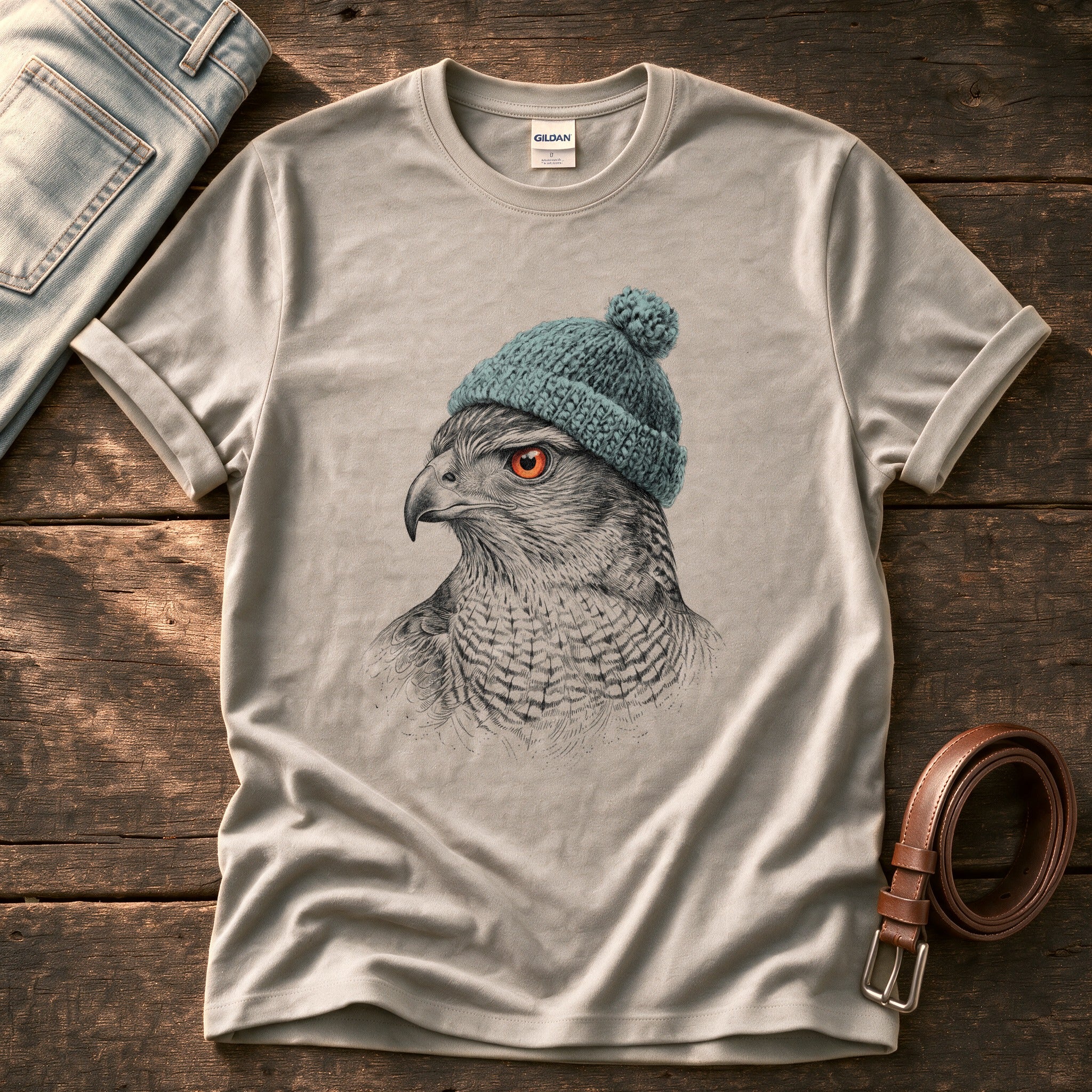 Hawk Sketch 3 — Stone Comfort Colors tee
