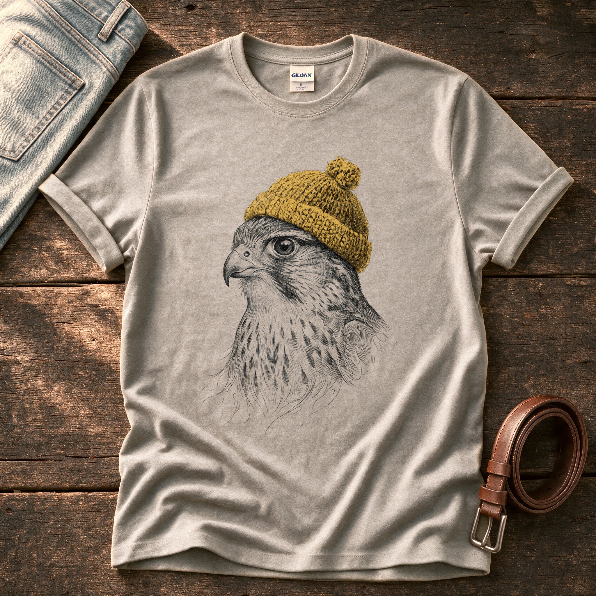 Hawk Sketch 6 — Stone Comfort Colors tee