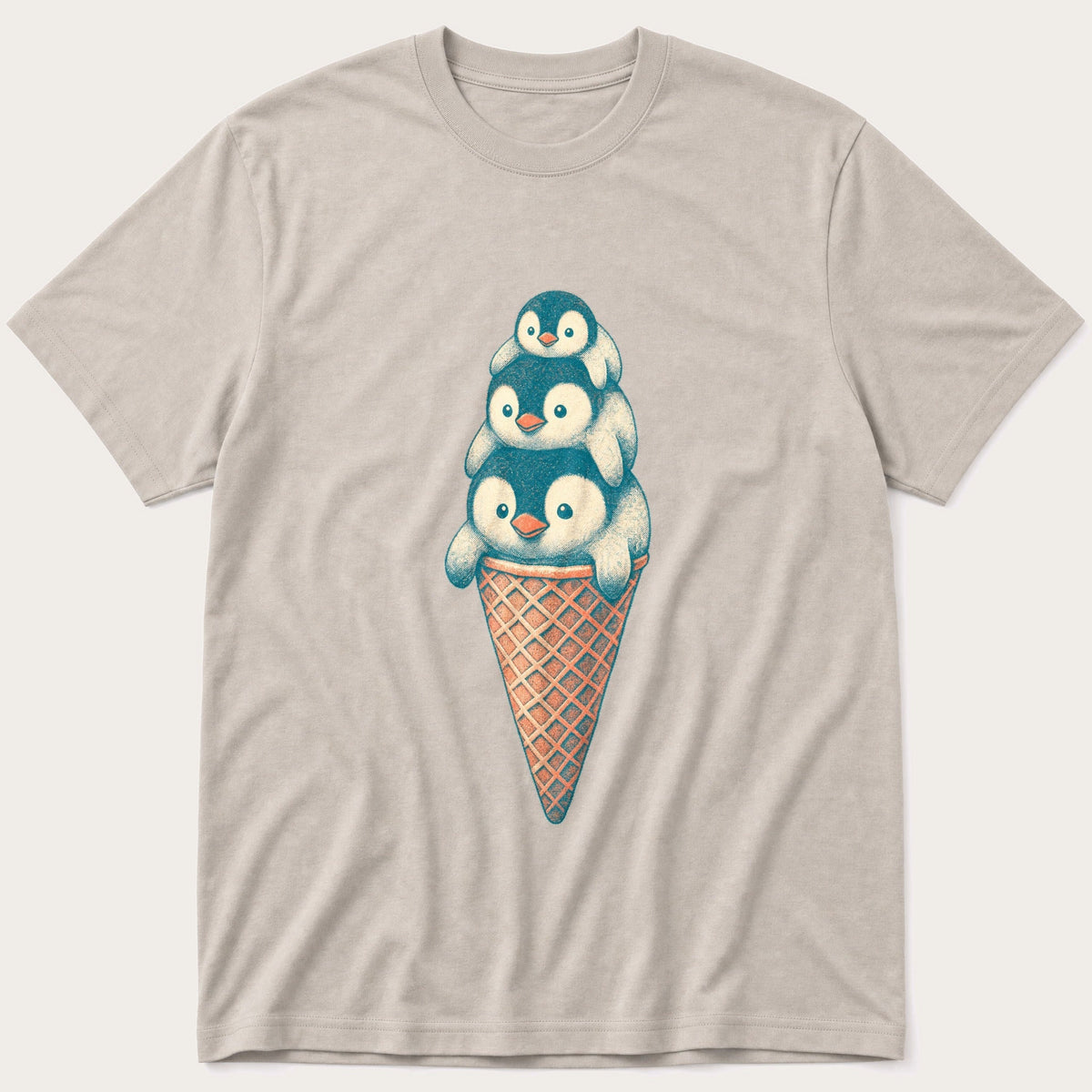 Penguin Cone 3 — Stone T-Shirt