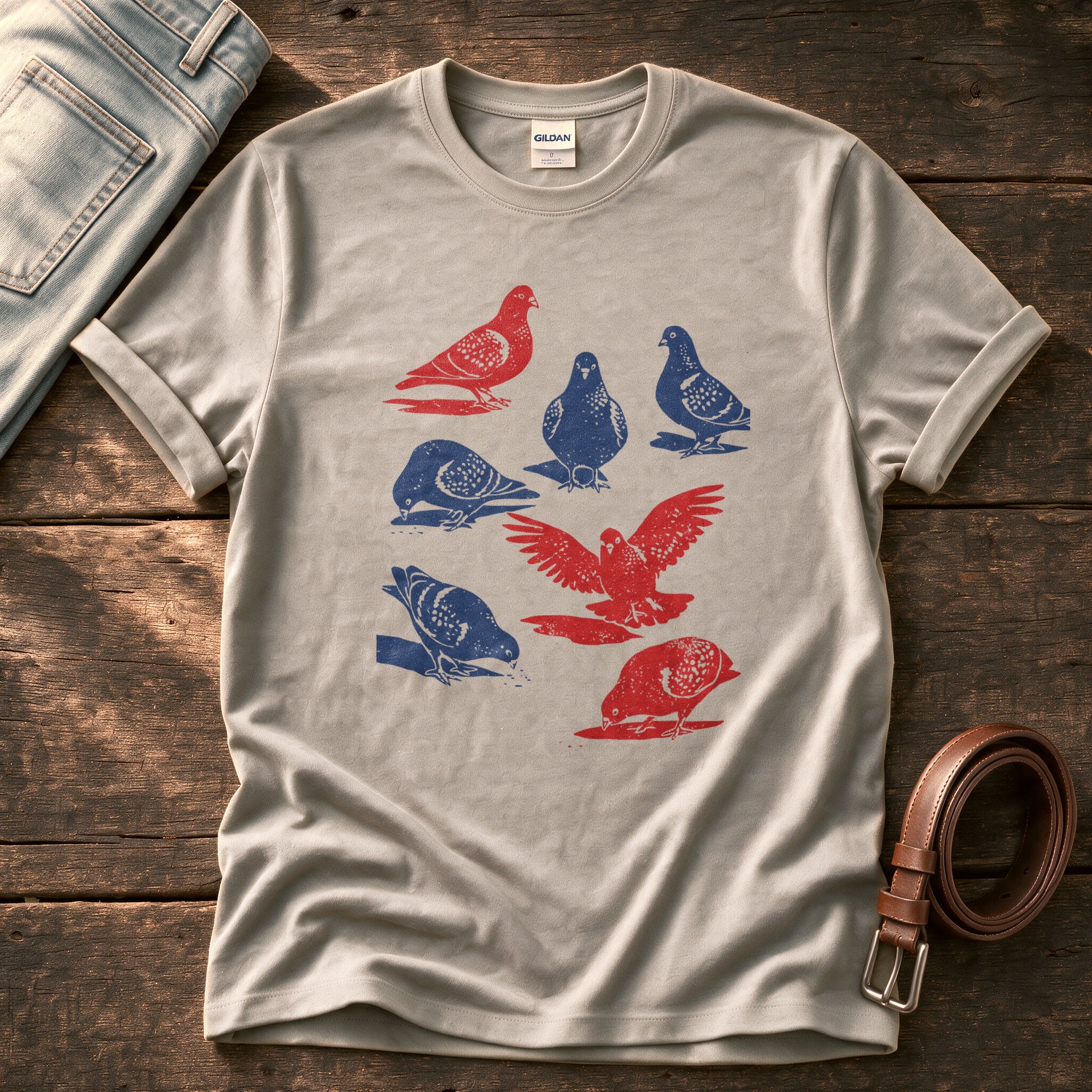 Pigeon Flock 67 — Stone Comfort Colors tee