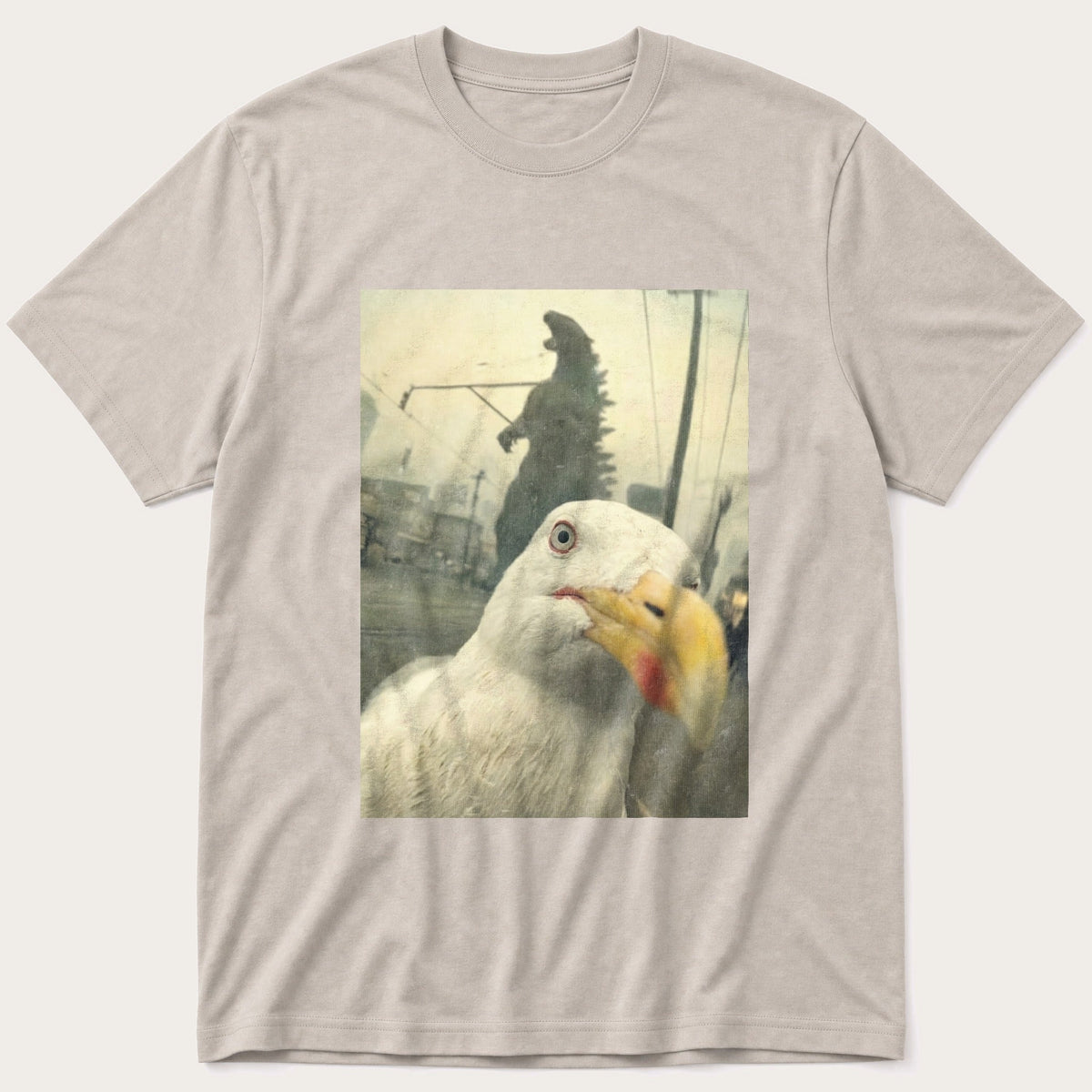 Seagull Selfie 5 — Stone T-Shirt