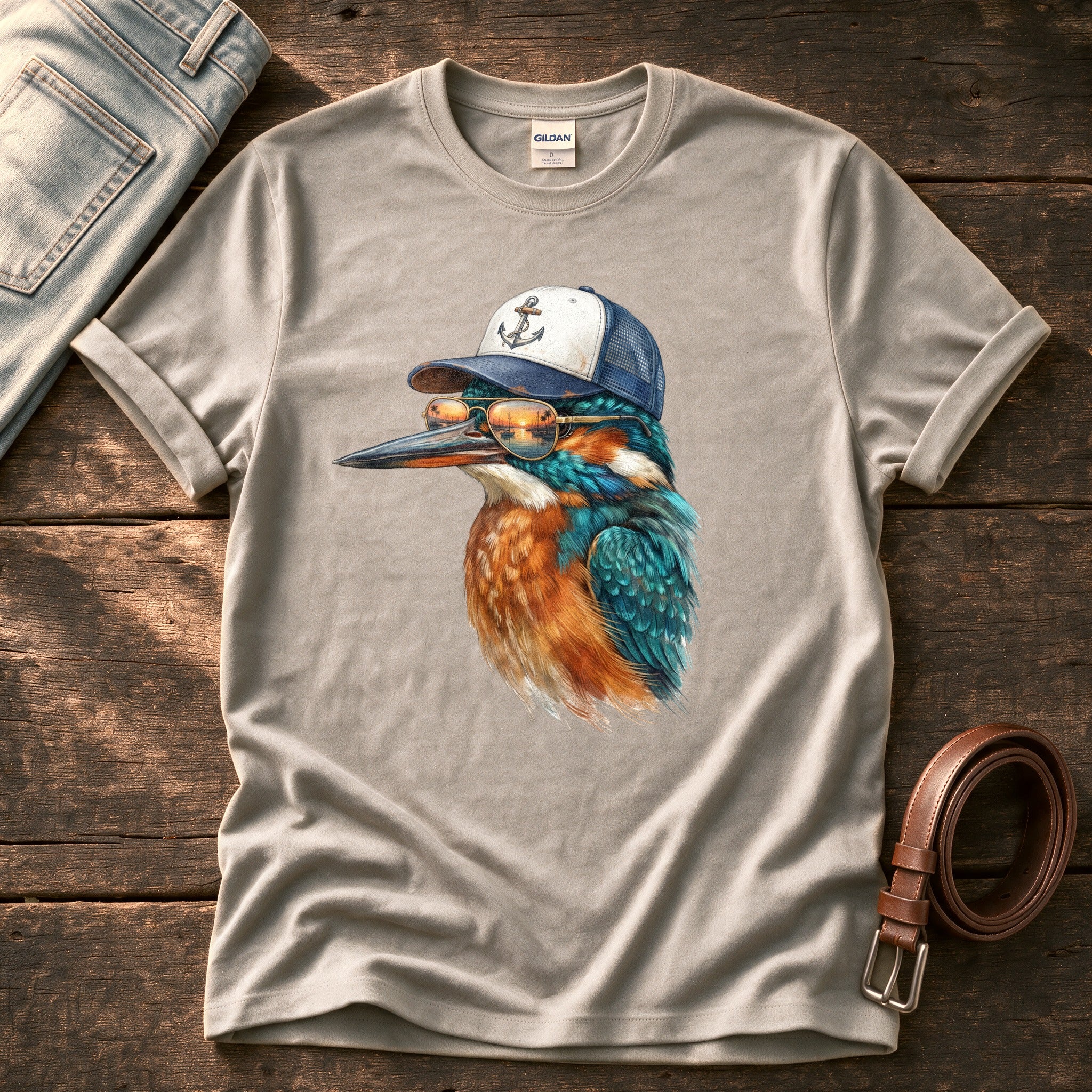 Trucker Fisher 3 — Stone Comfort Colors tee