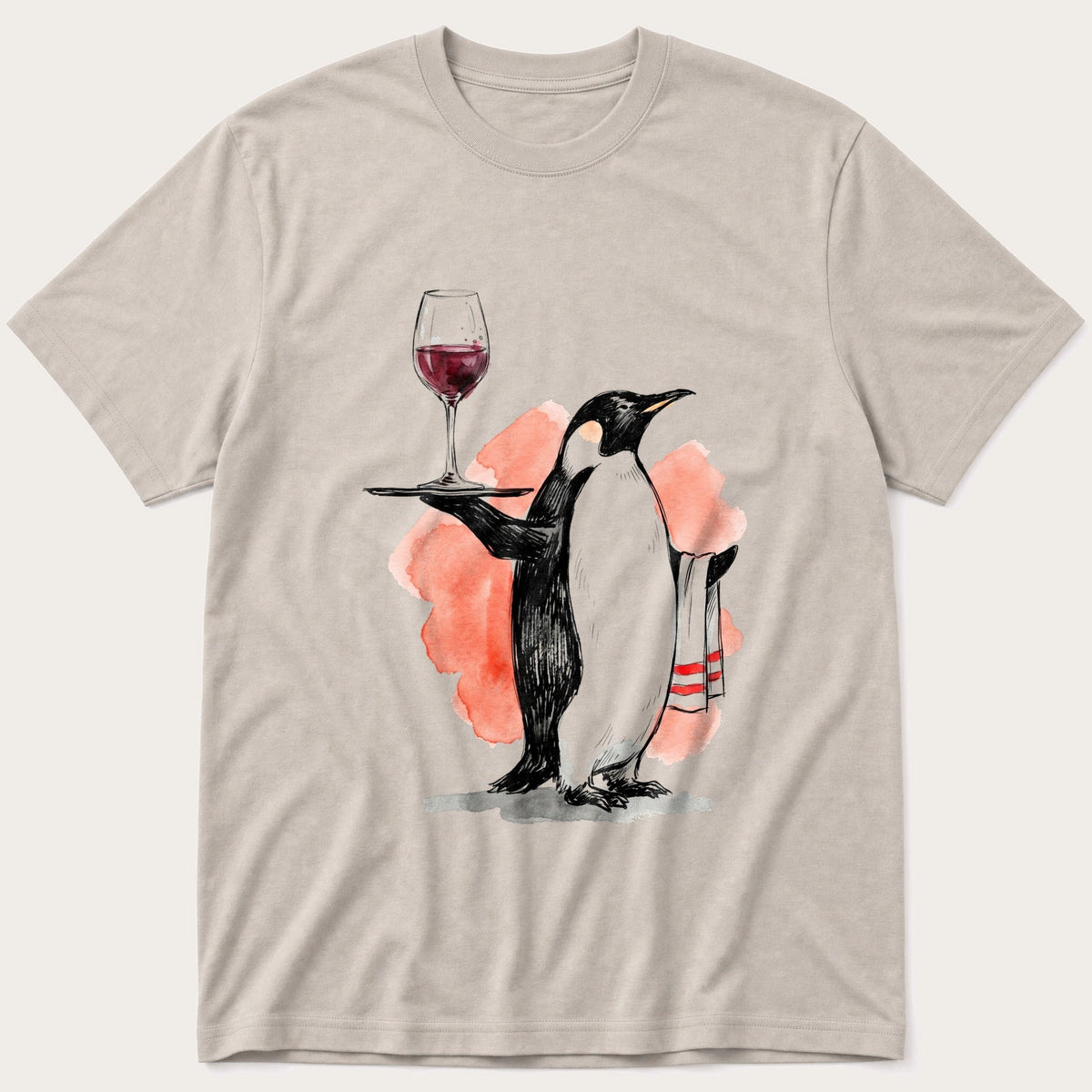 Waiter Penguin — Stone T-Shirt