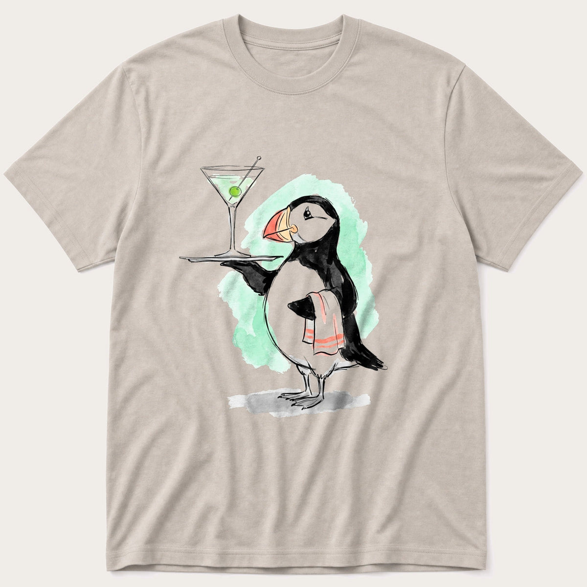 Waiter Puffin — Stone T-Shirt