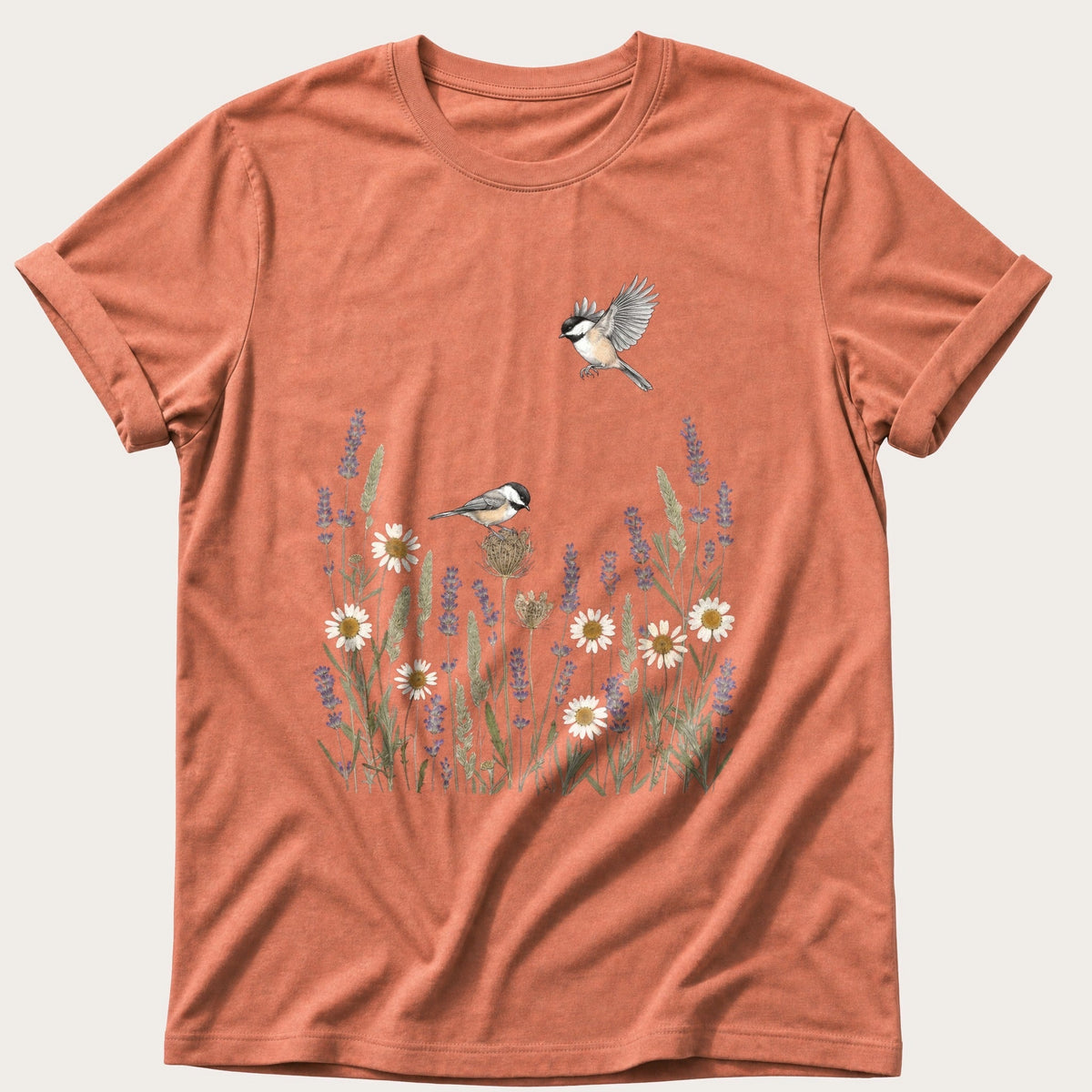 Field Birds 3 — Terracotta Comfort Colors tee
